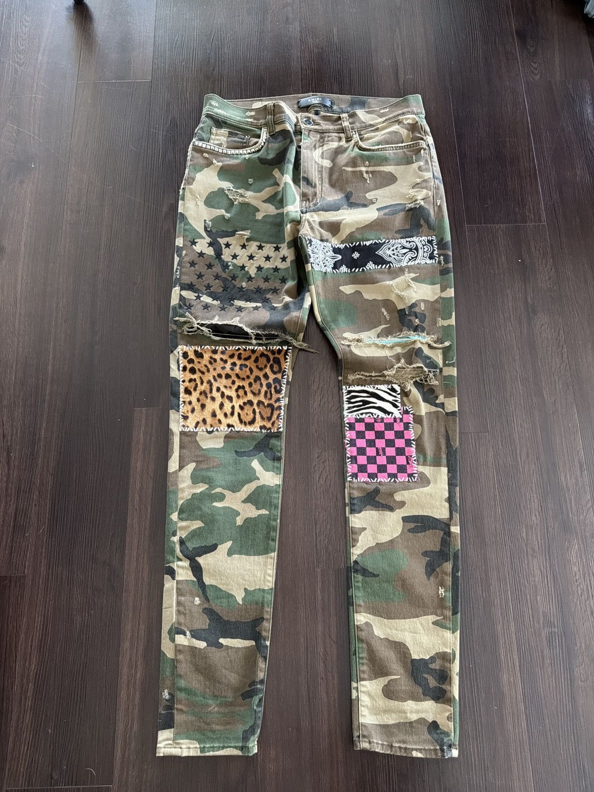 Amiri Amiri Camo Patchwork Jeans Size US 34 / EU 50 - 1 Thumbnail