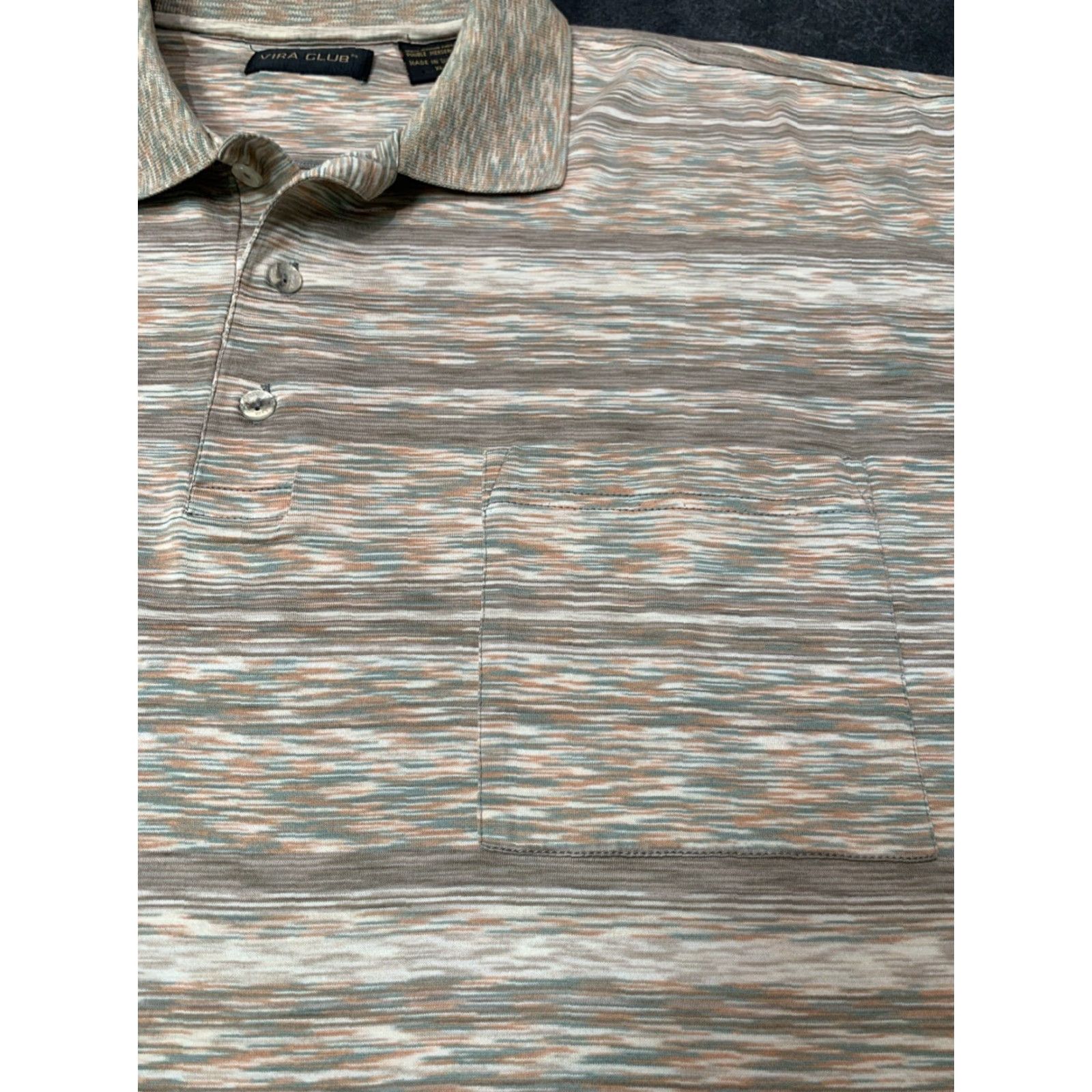 Vintage VIRA Club Men's XL Polo Shirt Short Sleeve Striped Brown Italian Cotton Casual Size US XL / EU 56 / 4 - 3 Thumbnail