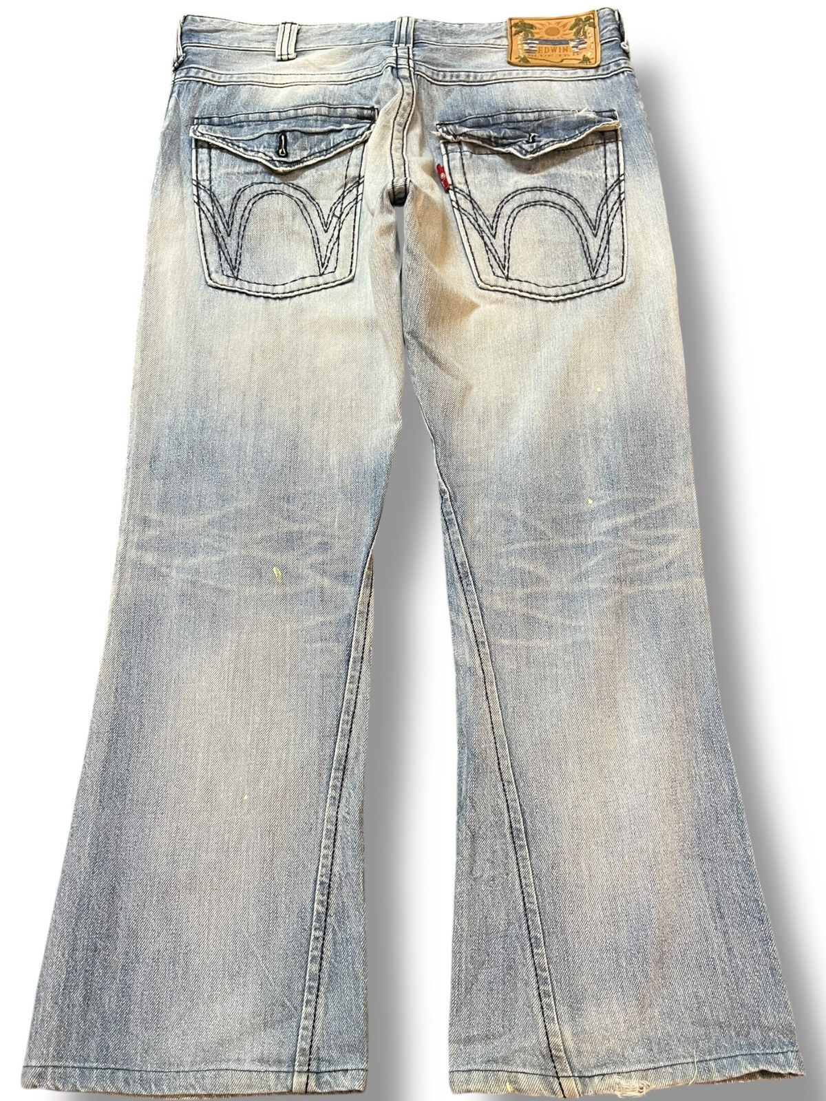 Edwin Vintage Edwin Blue Trip Flare Faded Distressed Denim Size US 35 - 6 Thumbnail