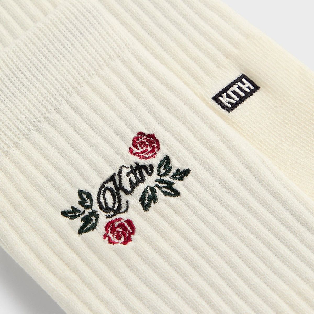 Kith Kith Embroidered Rose White Crew Socks in “Silk” Floral Logo Size ONE SIZE - 3 Thumbnail