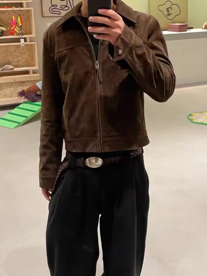 Japanese Brand Brown PU Suede Trucker Jacket - Western Style Size US XXL / EU 58 / 5 - 1 Thumbnail