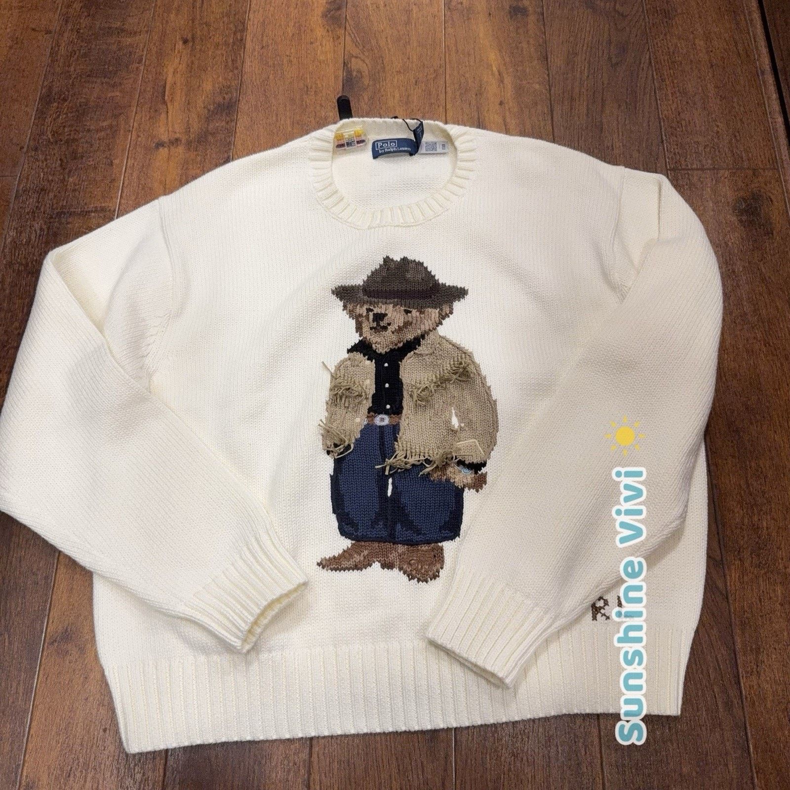 Ralph Lauren Purple Label NWT Ralph Lauren Women Bear Suit Crewneck Sweatshirt White Size US M / EU 48-50 / 2 - 1 Thumbnail