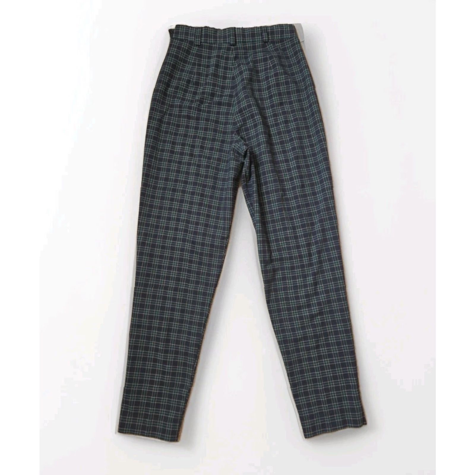 Liz Claiborne VINTAGE Liz Claiborne Women High Rise Plaid Trouser Pants Navy Green 27" Inseam 29.5" Slim Regular Size 7/8 Womens Pants Size 32" / US 10 / IT 46 - 3 Thumbnail