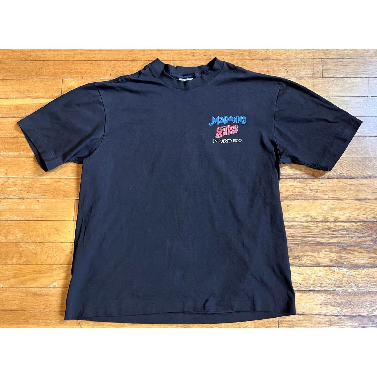 Vintage VINTAGE Madonna Girlie Show Tour Shirt Men's L Black Puerto Rico 1993 DRY ROT Under the Sun T-Shirt Unisex Adults 90s Music City Growth? Size US L / EU 52-54 / 3 - 2 Thumbnail
