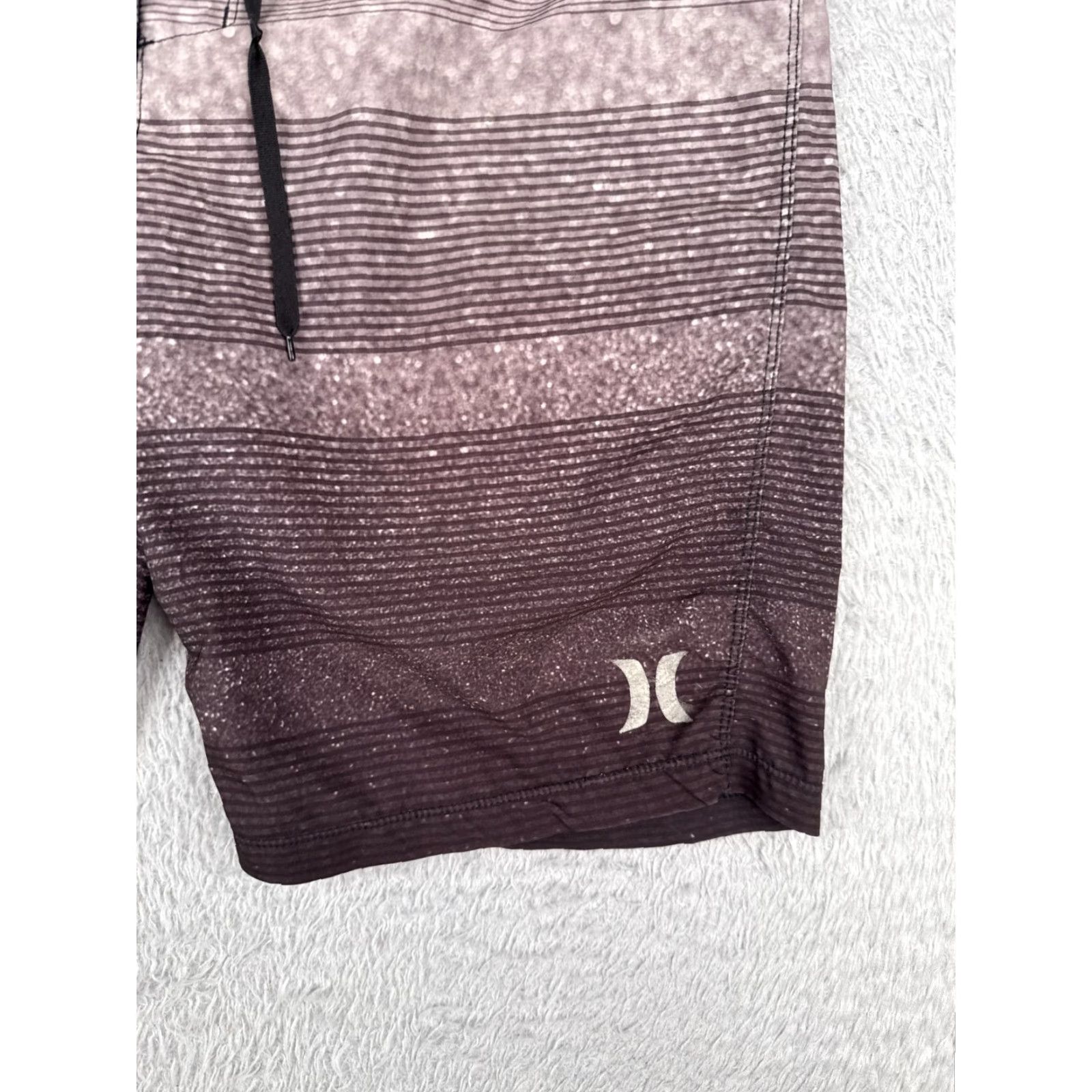 Hurley Hurley Swim Trunks Mens 32 Gray Stripe Board Shorts Beach Surf Skate 32x9 Size US 32 / EU 48 - 2 Thumbnail