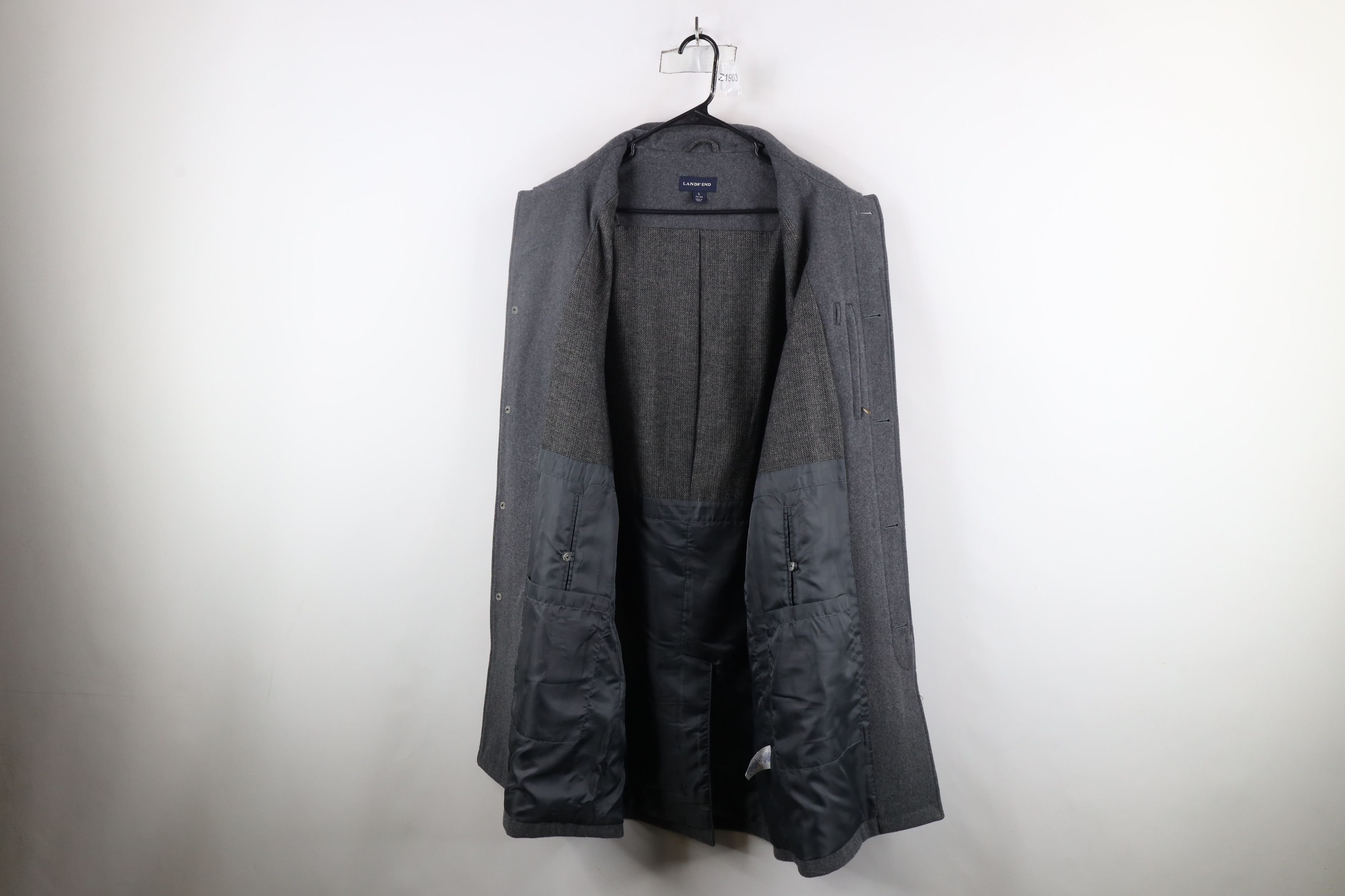 Lands' End × Vintage Lands End Full Length Collared Overcoat Jacket Heather Gray Size US L / EU 52-54 / 3 - 8 Thumbnail