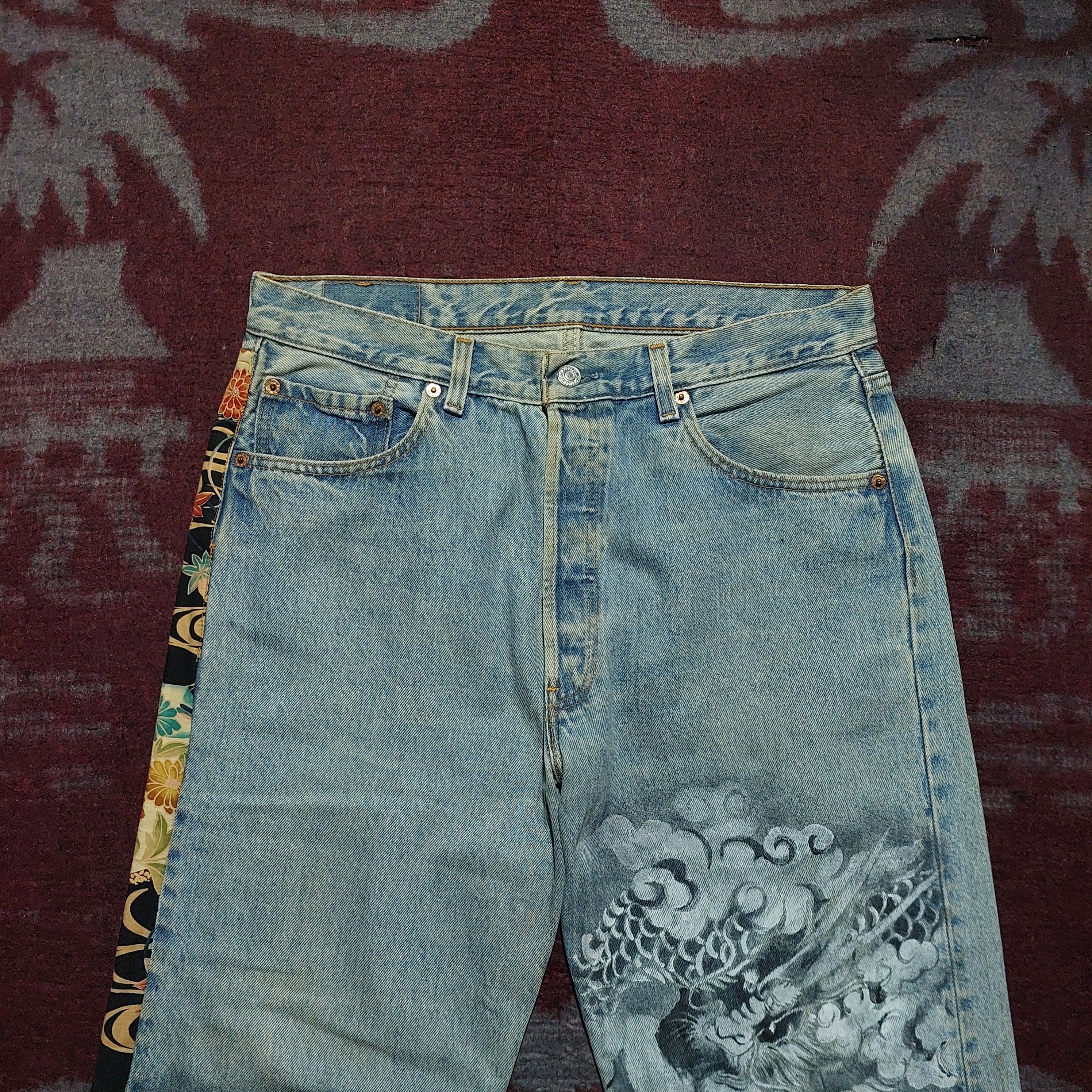 Levi's Vintage 501 Levi's custom tiger art japan sakura denim Size US 34 / EU 50 - 3 Thumbnail