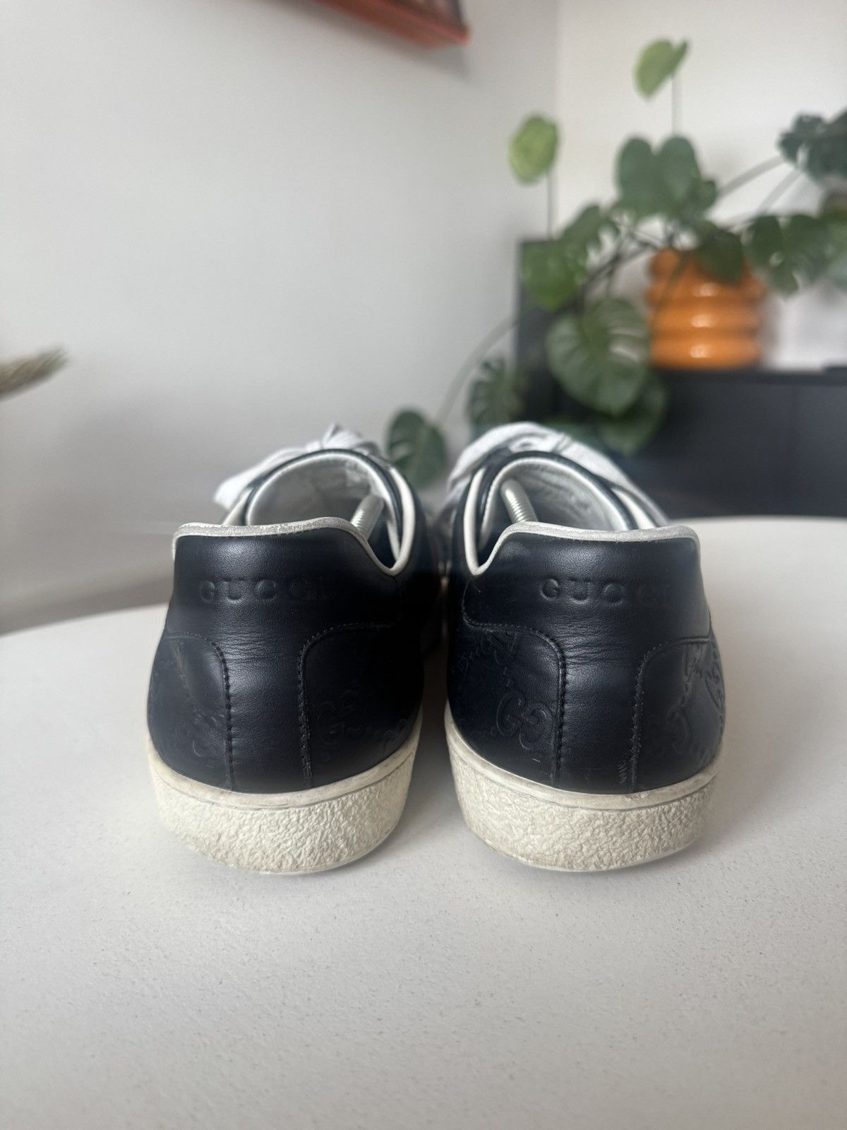 Gucci Gucci Ace Black Monogram Leather Sneakers Designer Luxury Size US 8.5 / EU 41-42 - 6 Thumbnail