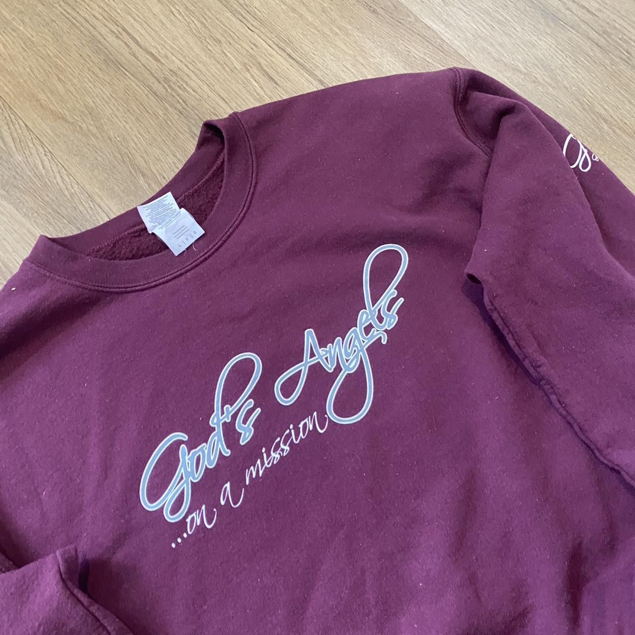 Gildan Burgundy Gods Angels Feat of lord crewneck Size US L / EU 52-54 / 3 - 3 Thumbnail