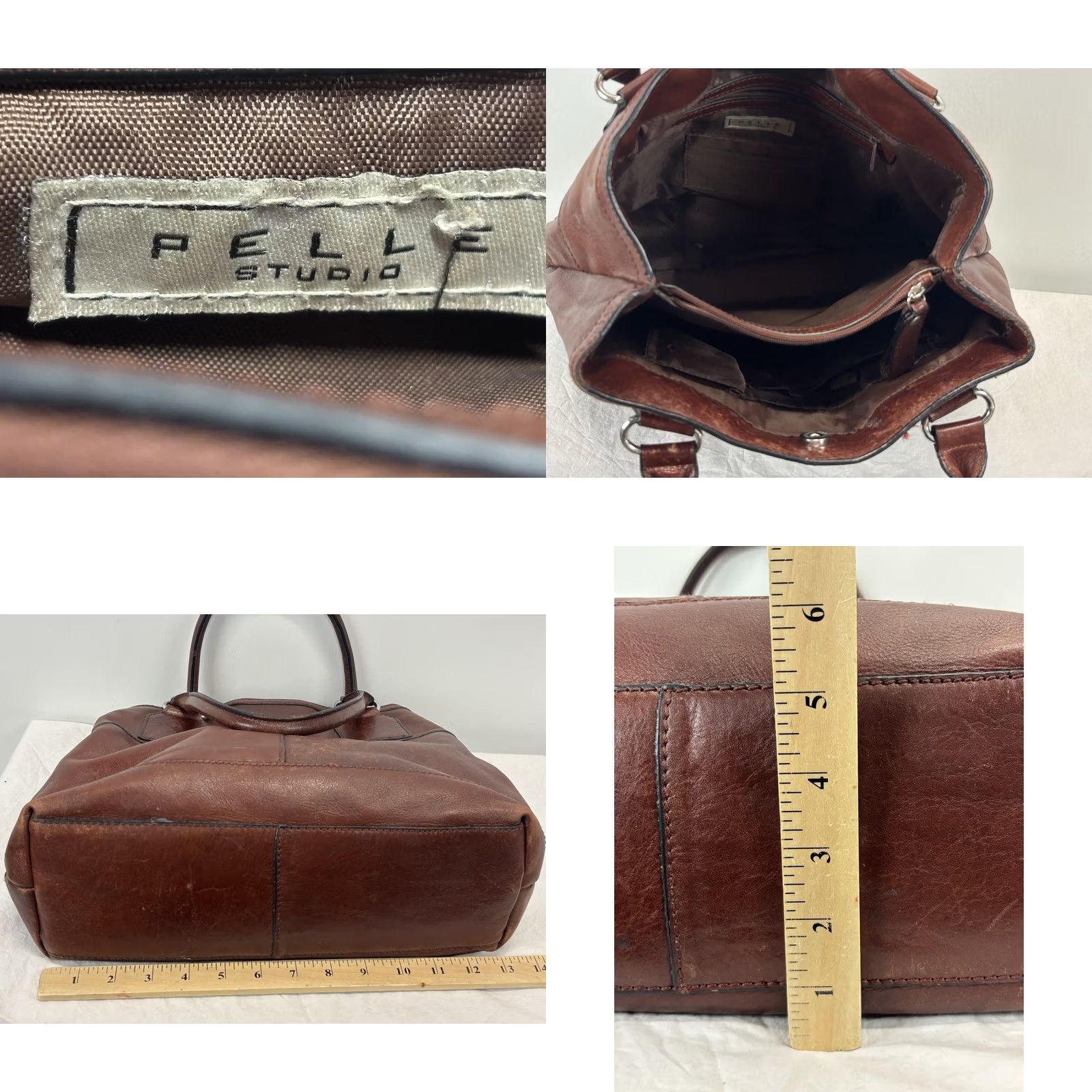 Vintage VINTAGE Pelle Studio Burgundy Leather Shoulder Bag Purse Oxblood Read Women Medium Leather Shopper/Shoulder Bag 13x12x4.5in Womens Size ONE SIZE - 8 Thumbnail