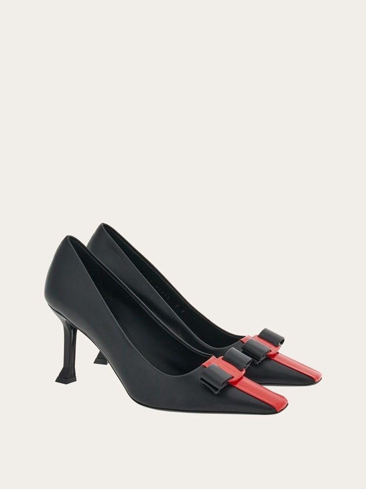 Salvatore Ferragamo o1s1rm0724 Vara Bow Leather Pumps in Black/Red Size US 6.5 / IT 36.5 - 5 Thumbnail