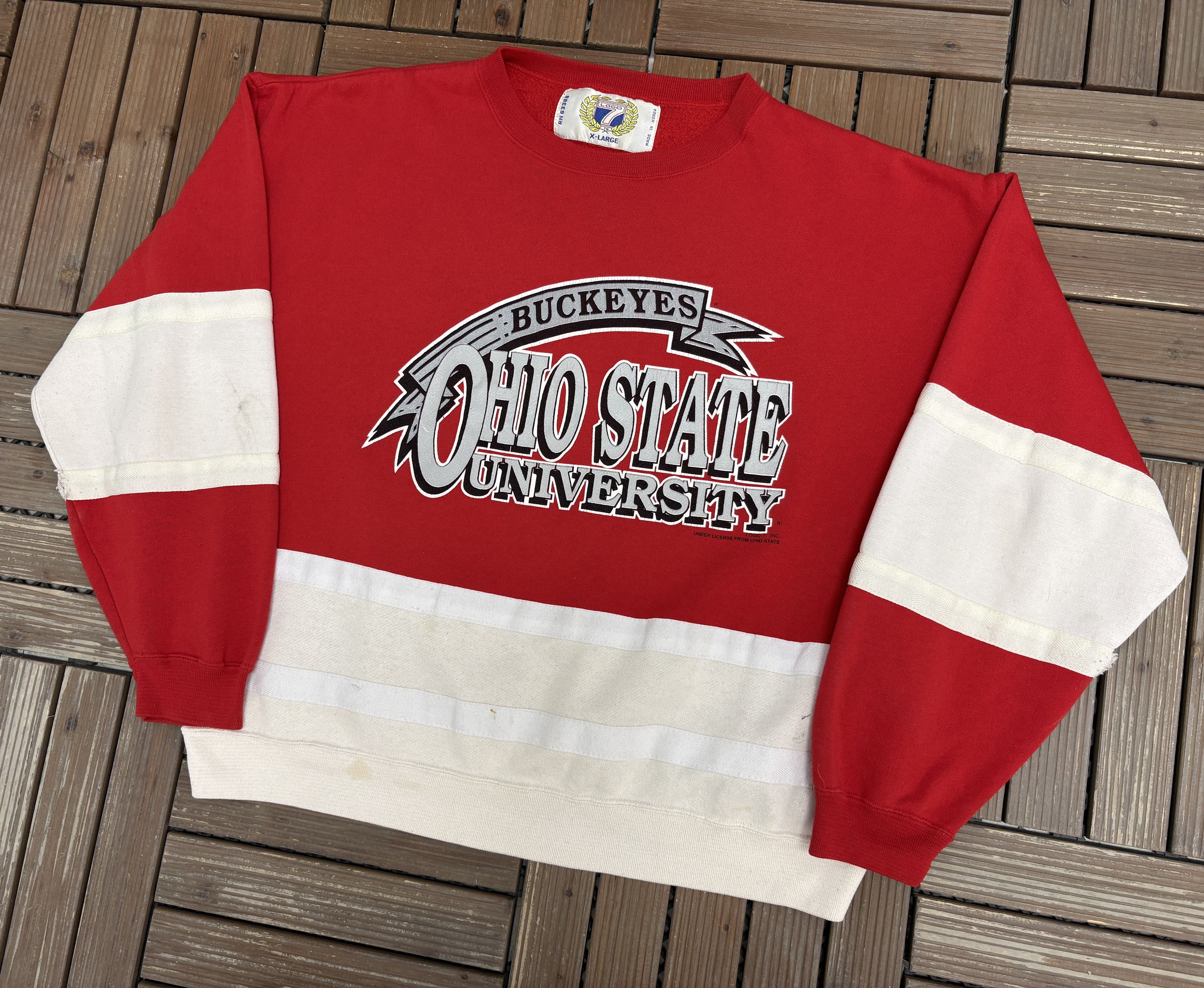 Logo 7 Ohio State Buckeyes Vintage Red Crewneck Sweater Size US L / EU 52-54 / 3 - 3 Thumbnail