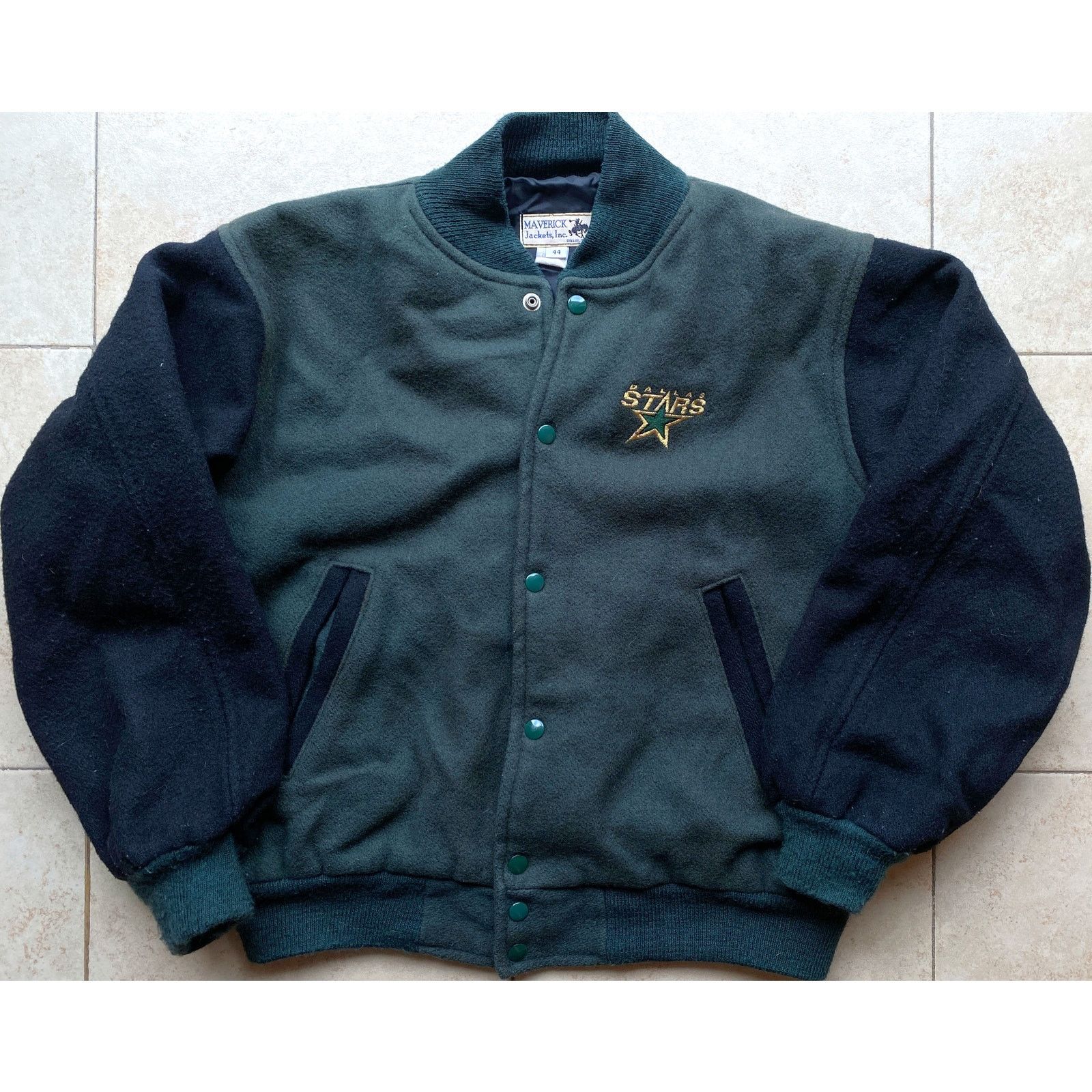 NHL × Starter Dallas Stars 90s MAVERICK Varsity bomber 44 olive hockey vtg Size US M / EU 48-50 / 2 - 4 Thumbnail