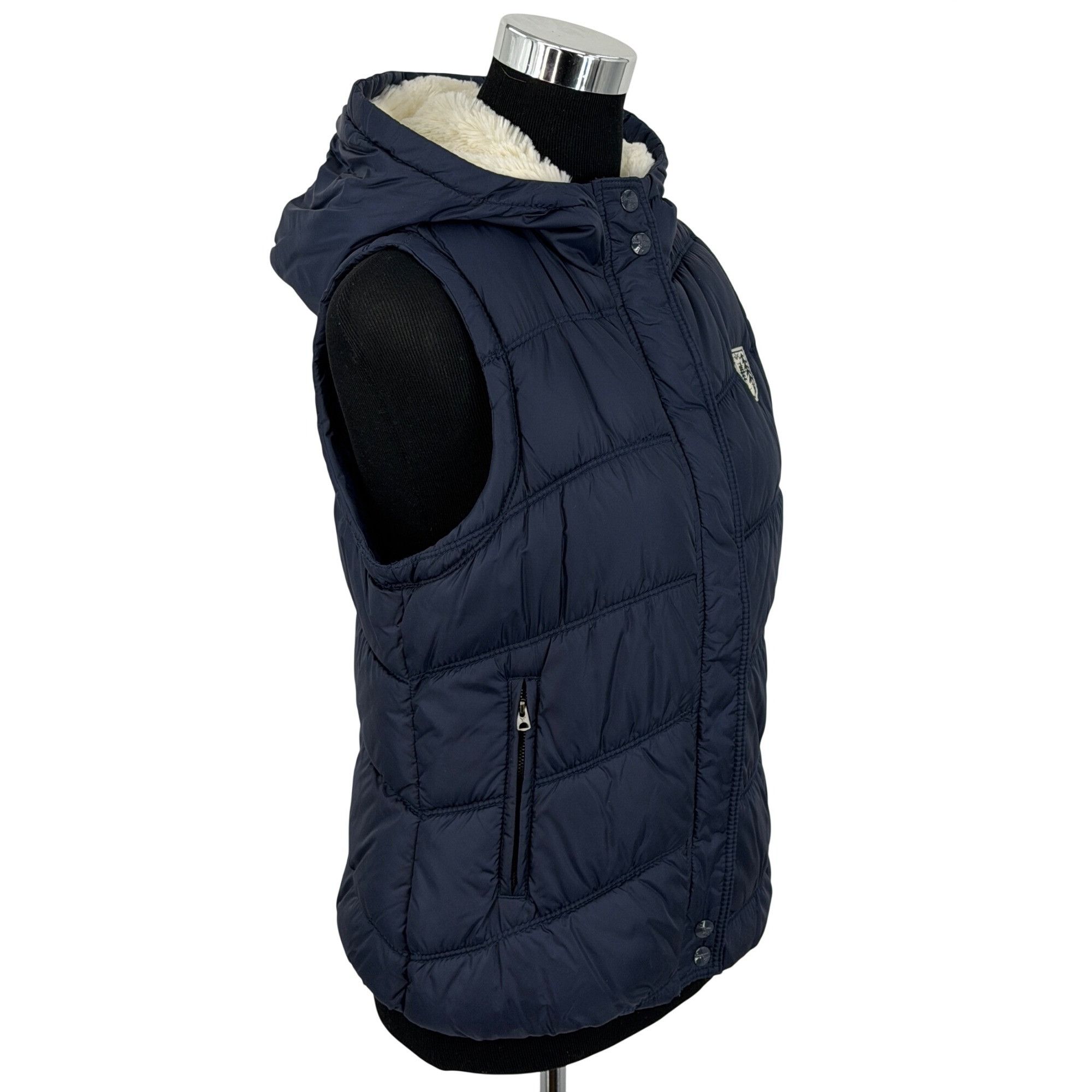 American Eagle Outfitters VTG American Eagle Blue Faux Fur Lined Hooded Vest | Y2K Ind Size L / US 10 / IT 46 - 6 Thumbnail