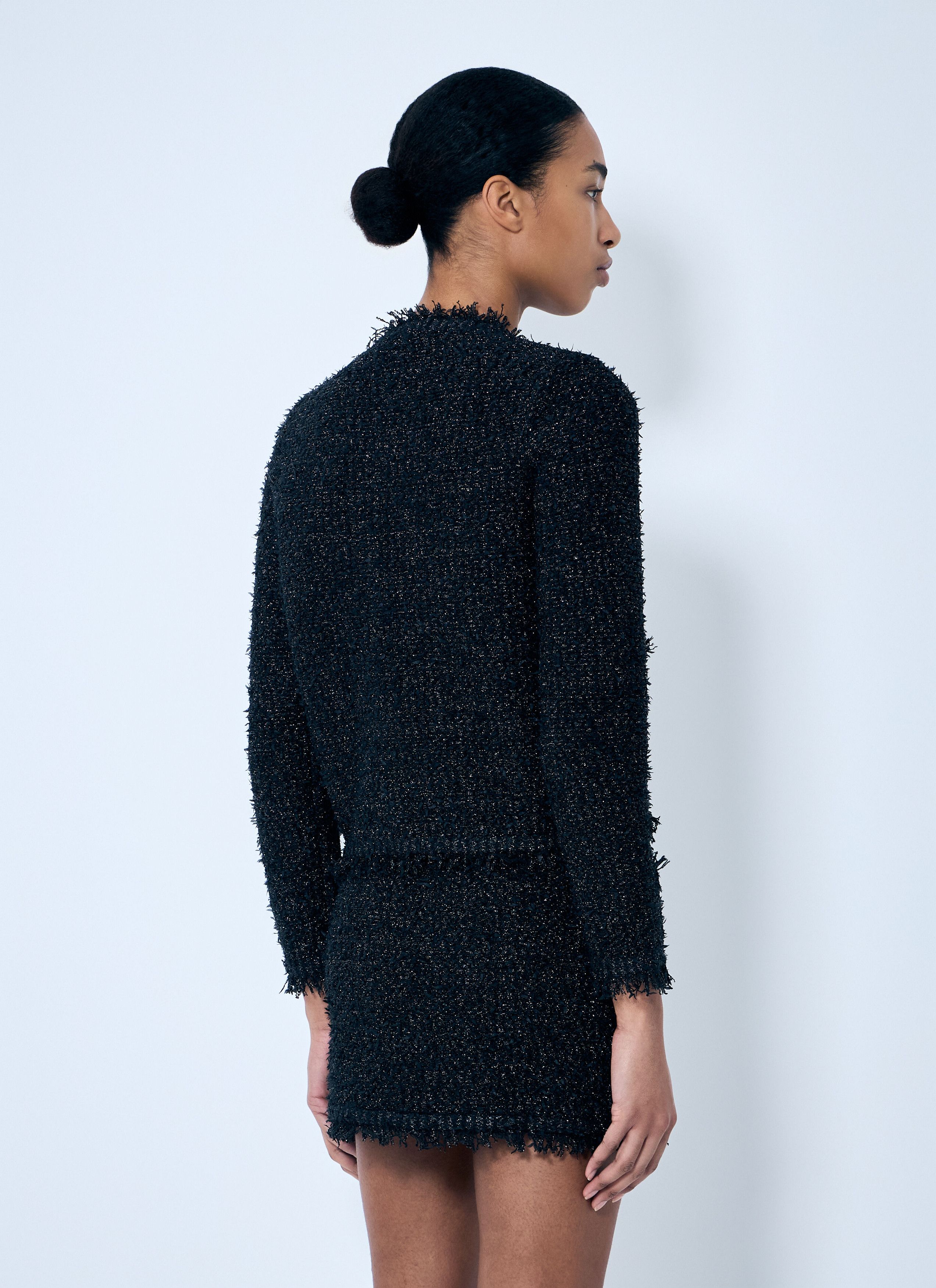 Gucci o1B3y1r0526 Lame Woven Cardigan in Black Size L / US 10 / IT 46 - 4 Thumbnail