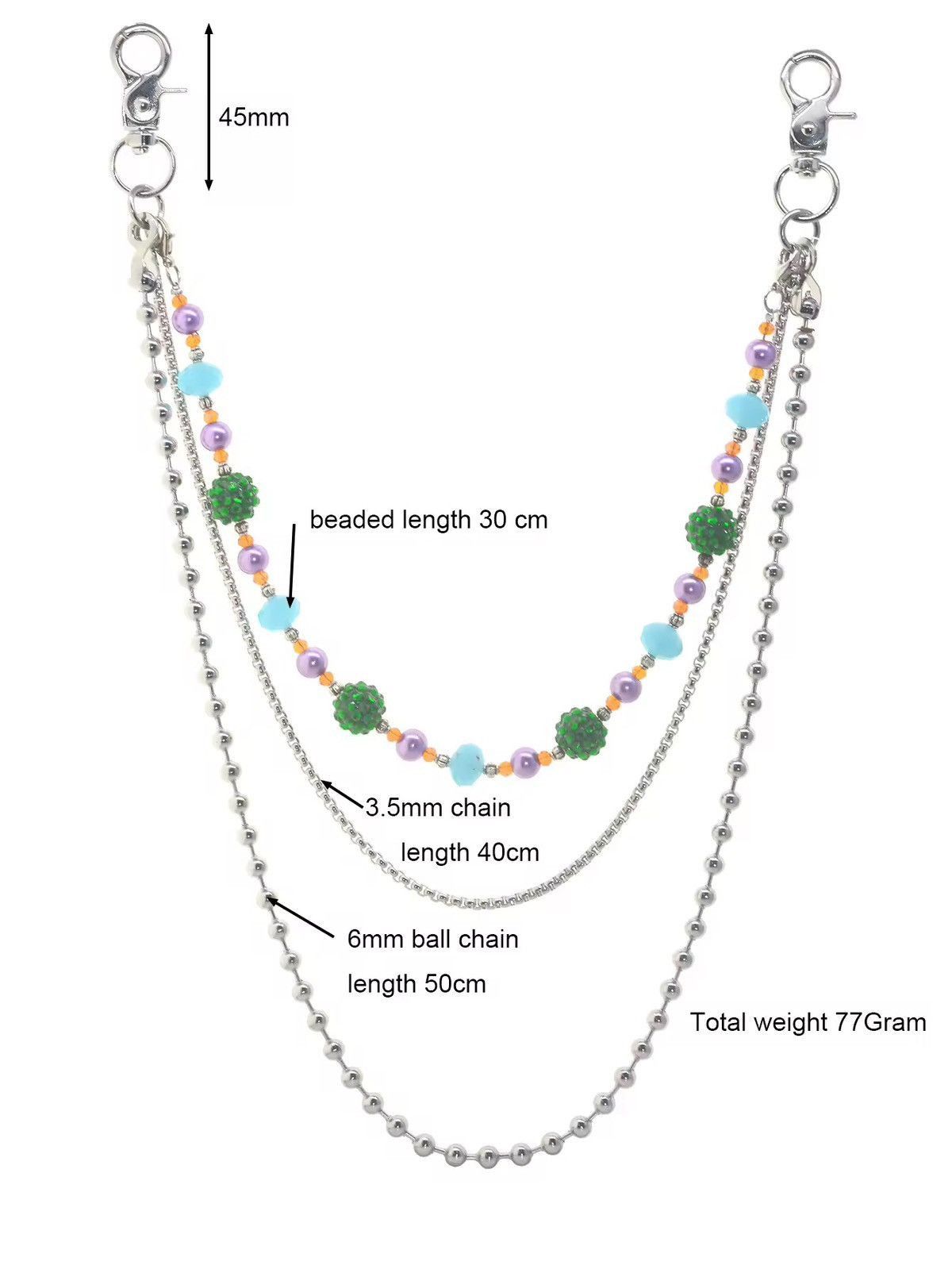 Japanese Brand 3 Layer Resin Beaded Wallet Pant Chain Size ONE SIZE - 4 Thumbnail