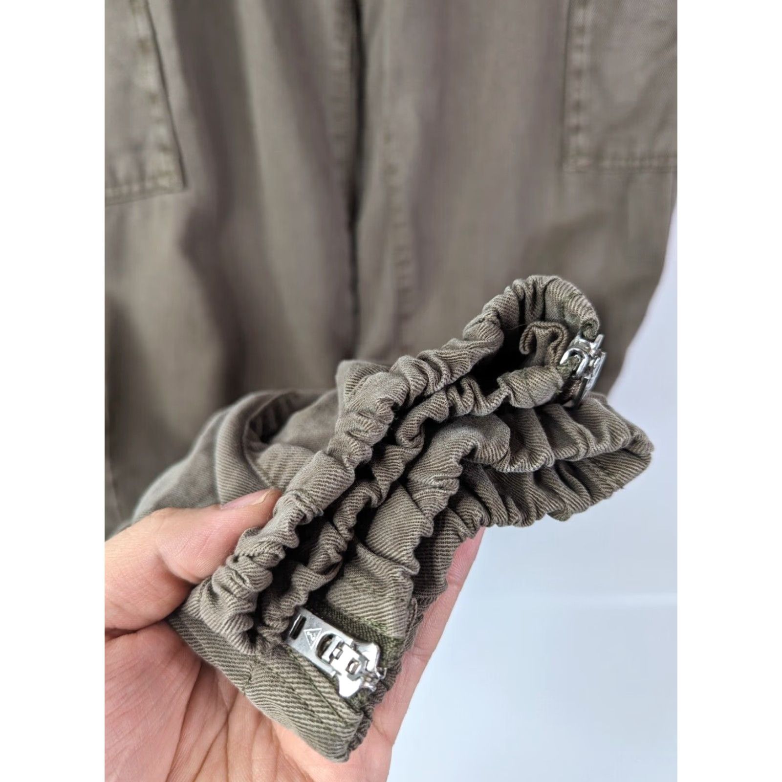 Guess GUESS Women Chino Pants Cargo Pockets Straight Leg Tencel Asphalt Green Size 27 Size 27" / US 4 / IT 40 - 3 Thumbnail