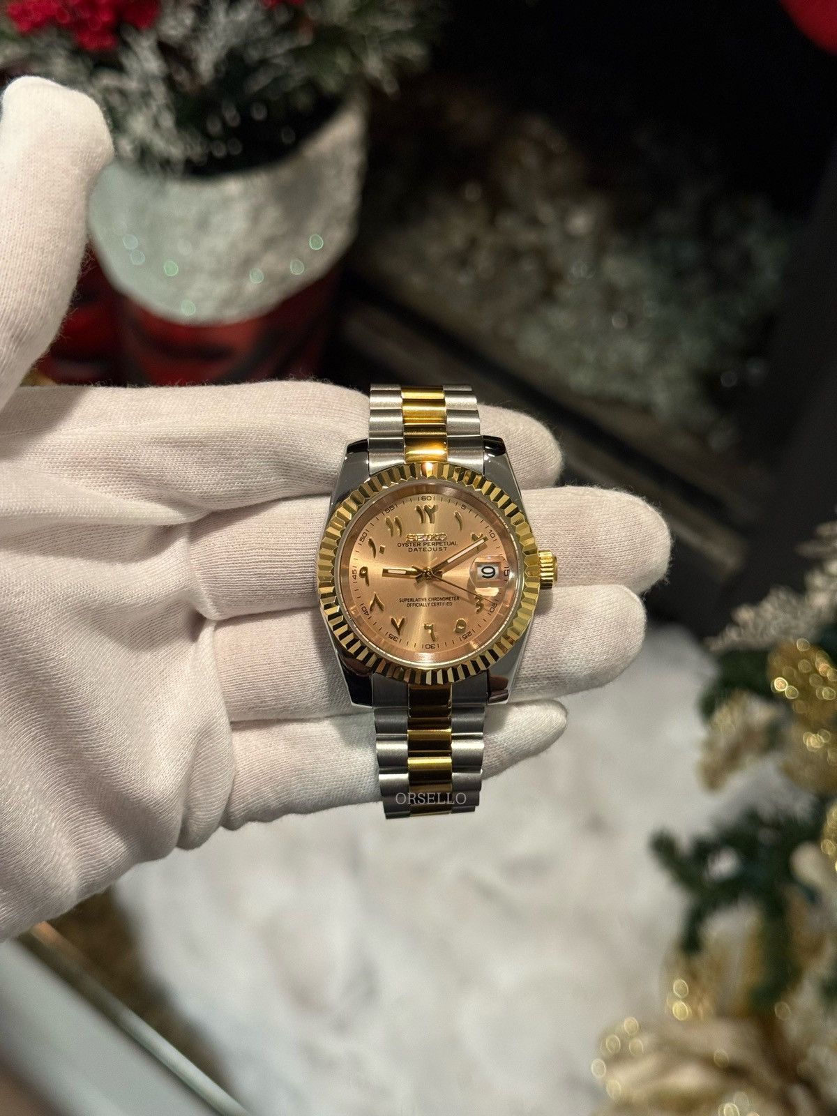 Seiko Seiko watch mod datejust arabic gold Size ONE SIZE - 3 Thumbnail