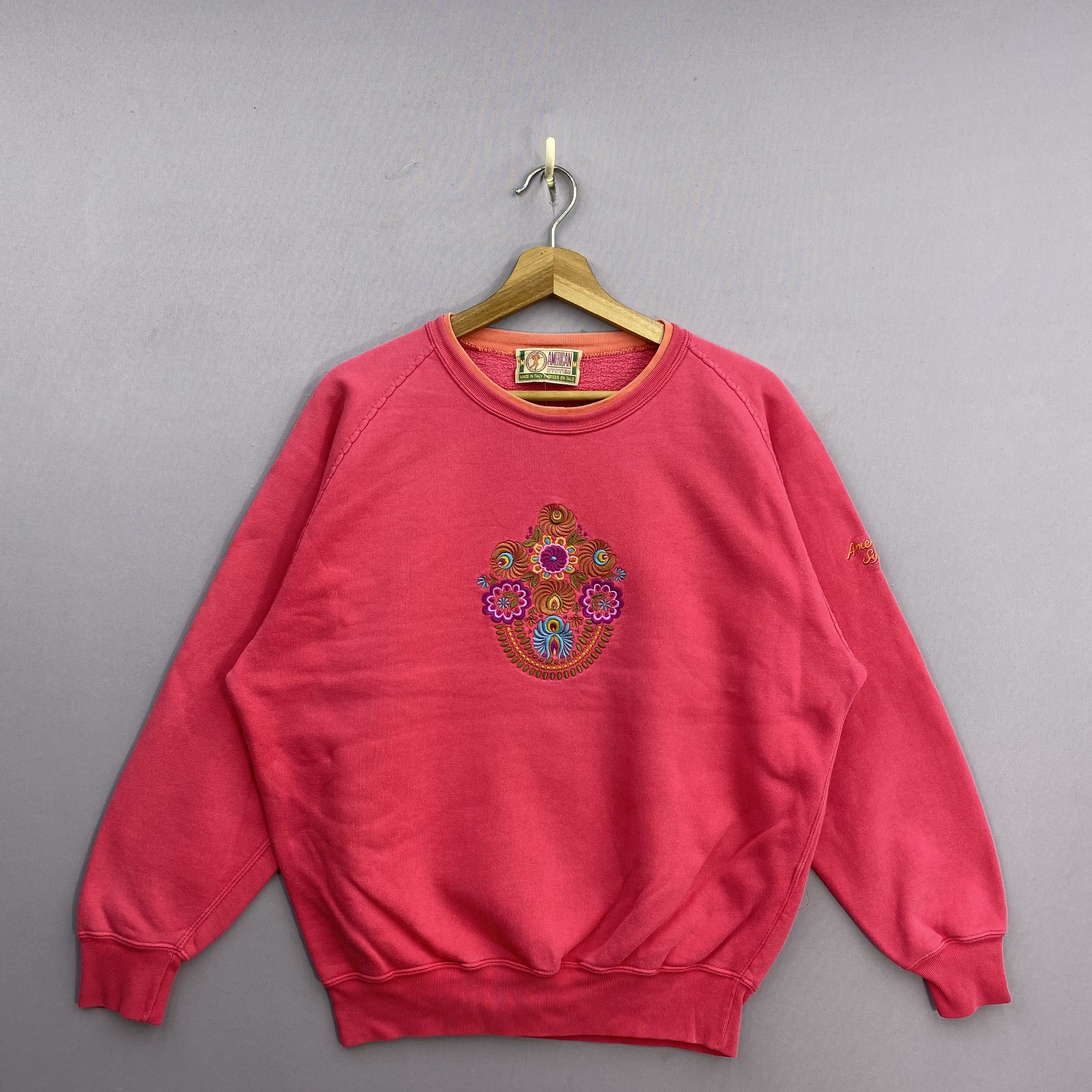 Vintage Vintage 80s American System Sweatshirt Embroidered Floral Size L / US 10 / IT 46 - 2 Thumbnail