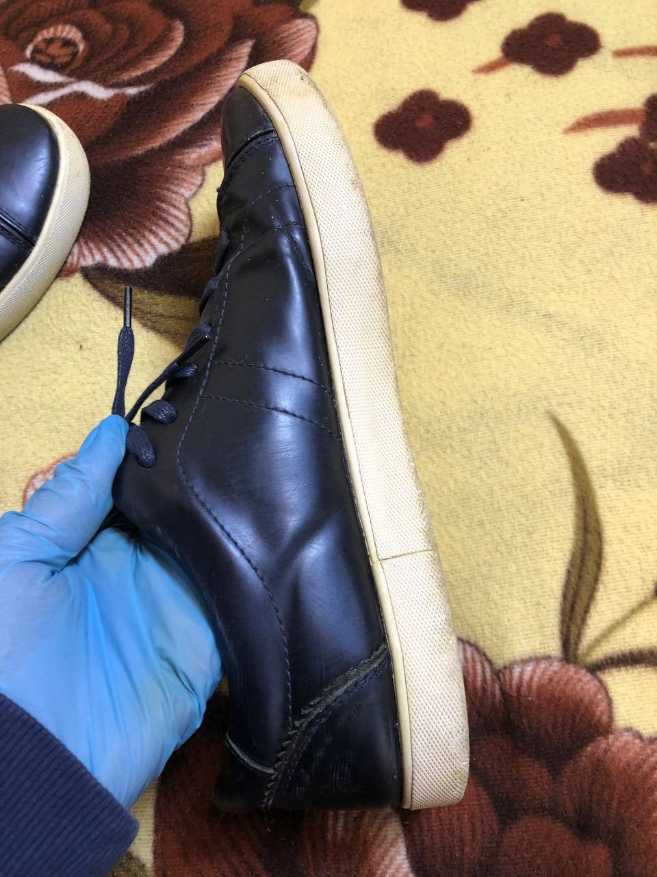 Dolce & Gabbana Dolce Gabbana Designer Navy Blue leather Lace Up Trainers Size US 8 / EU 41 - 17 Thumbnail
