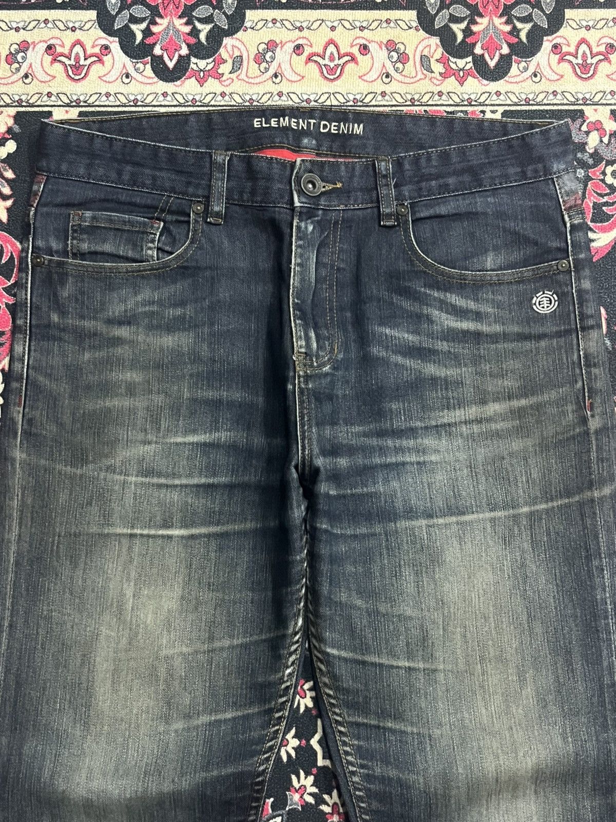 Element Vintage Element Dark Blue Washed Distress Straight Leg Jeans Size US 32 / EU 48 - 4 Thumbnail