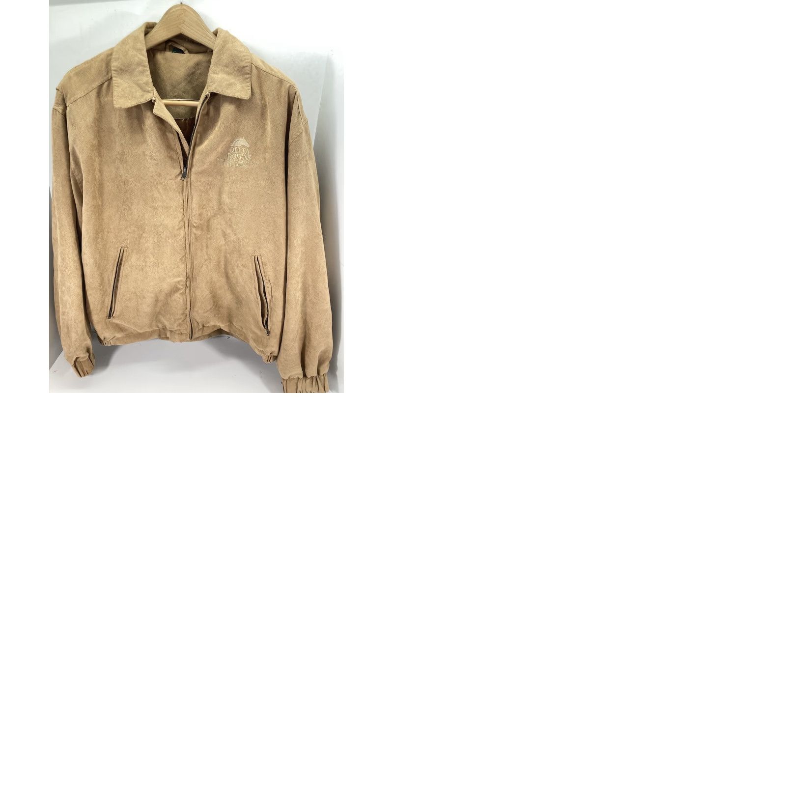 Delta Delta Downs Racetrack Jacket Men XL Beige Full Zip Microfiber Horse Racing VTG Size US XL / EU 56 / 4 - 9 Thumbnail