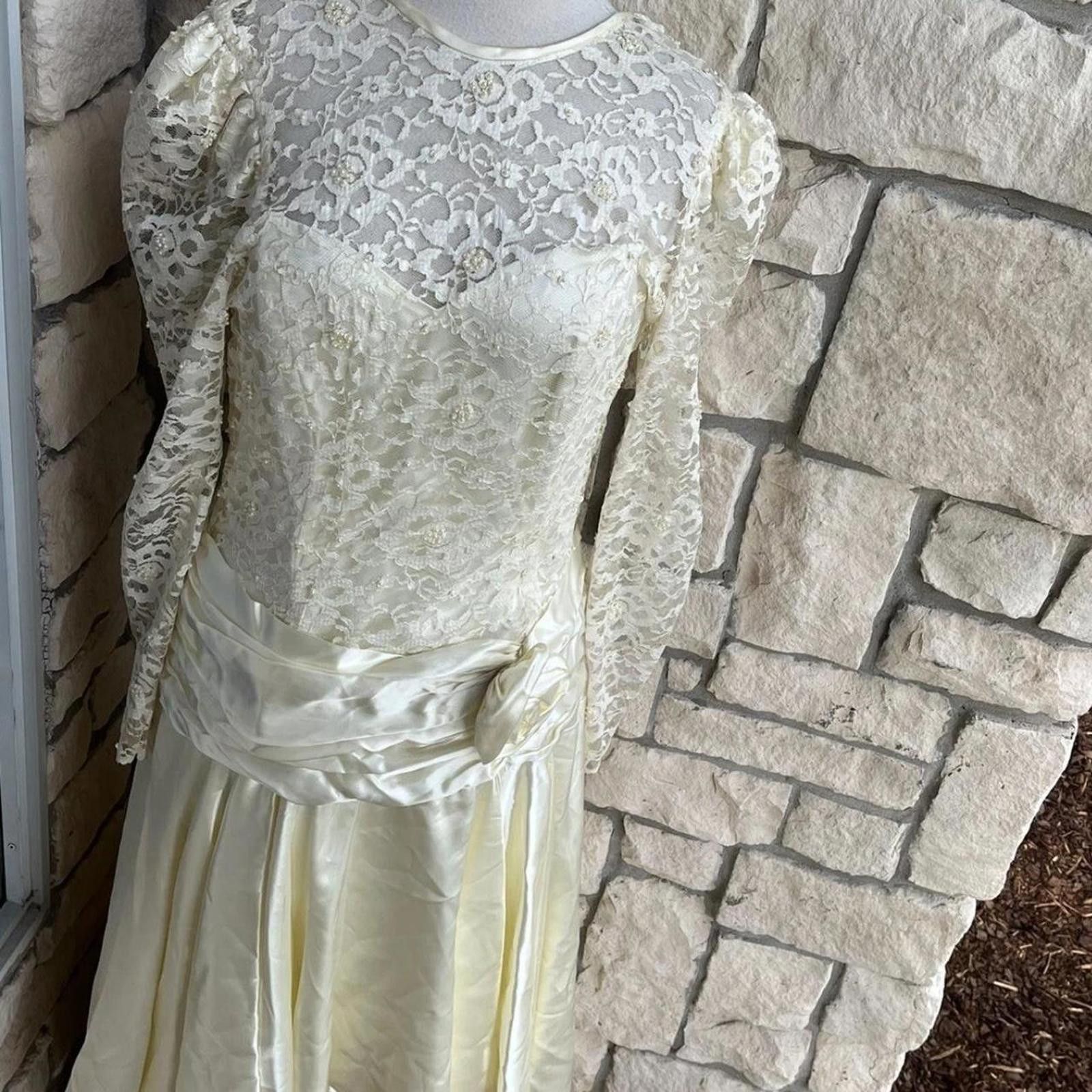 Other Vintage 1960's blue and white Lace dress with bow size 8. Size M / US 6-8 / IT 42-44 - 1 Thumbnail