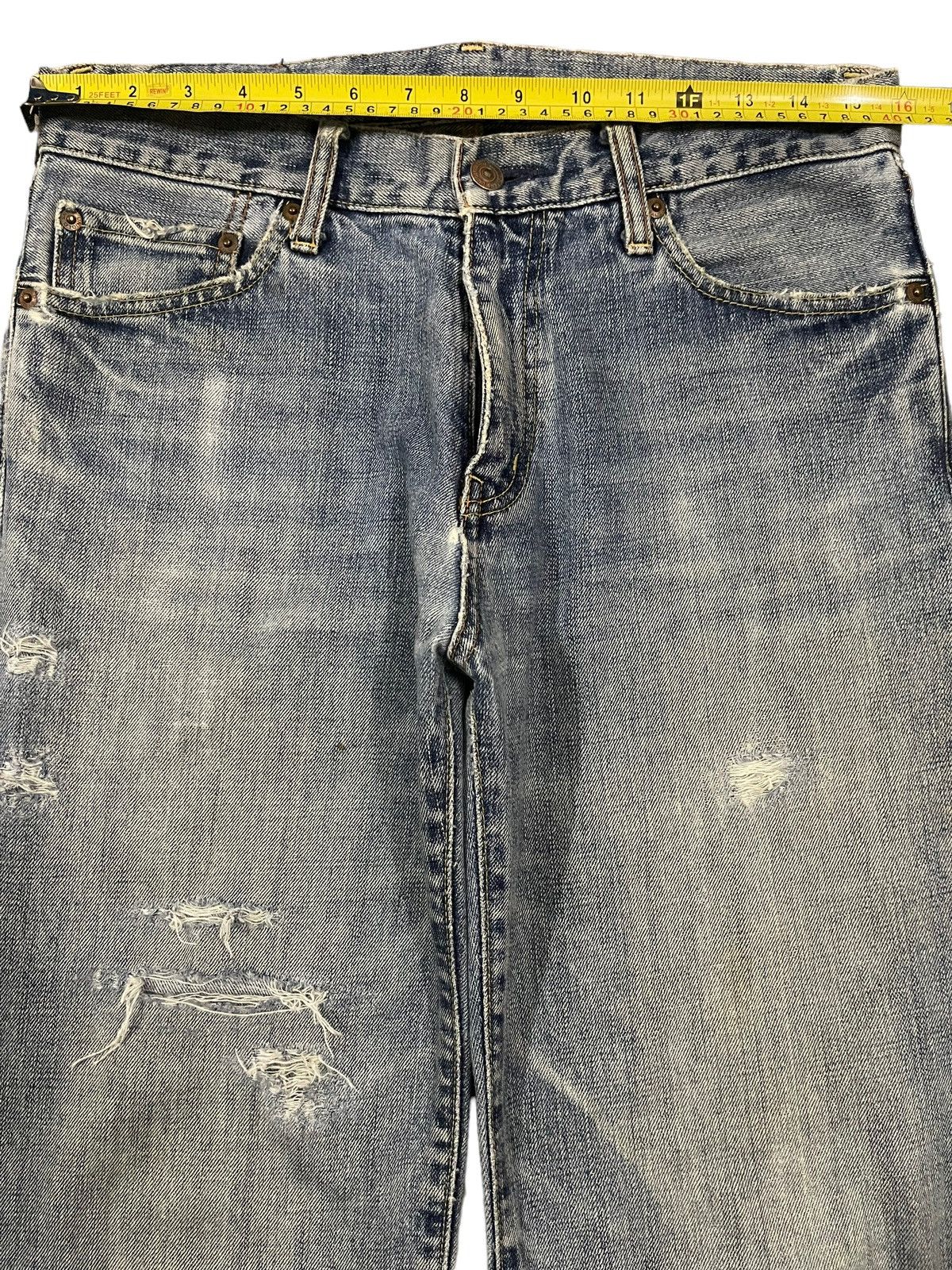 Uniqlo Vintage Japanese Uniqlo Blue Wash Distressed Loose Jeans Size US 32 / EU 48 - 10 Thumbnail