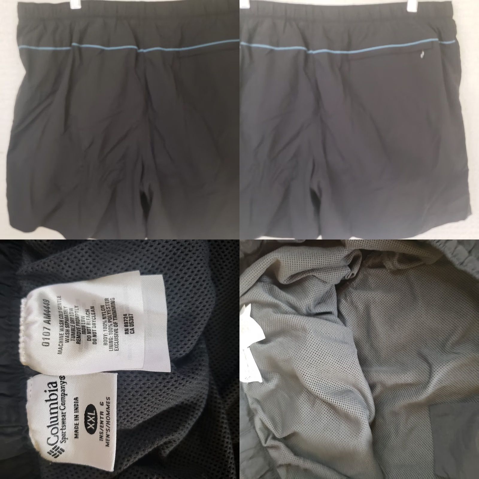 Vintage Columbia Swim Shorts Mens 2XL Belted Black Trunks Lined Nylon Polyester Breathing Inside Pockets Sportswear Beach Going Out Logo Size US 39 - 8 Thumbnail