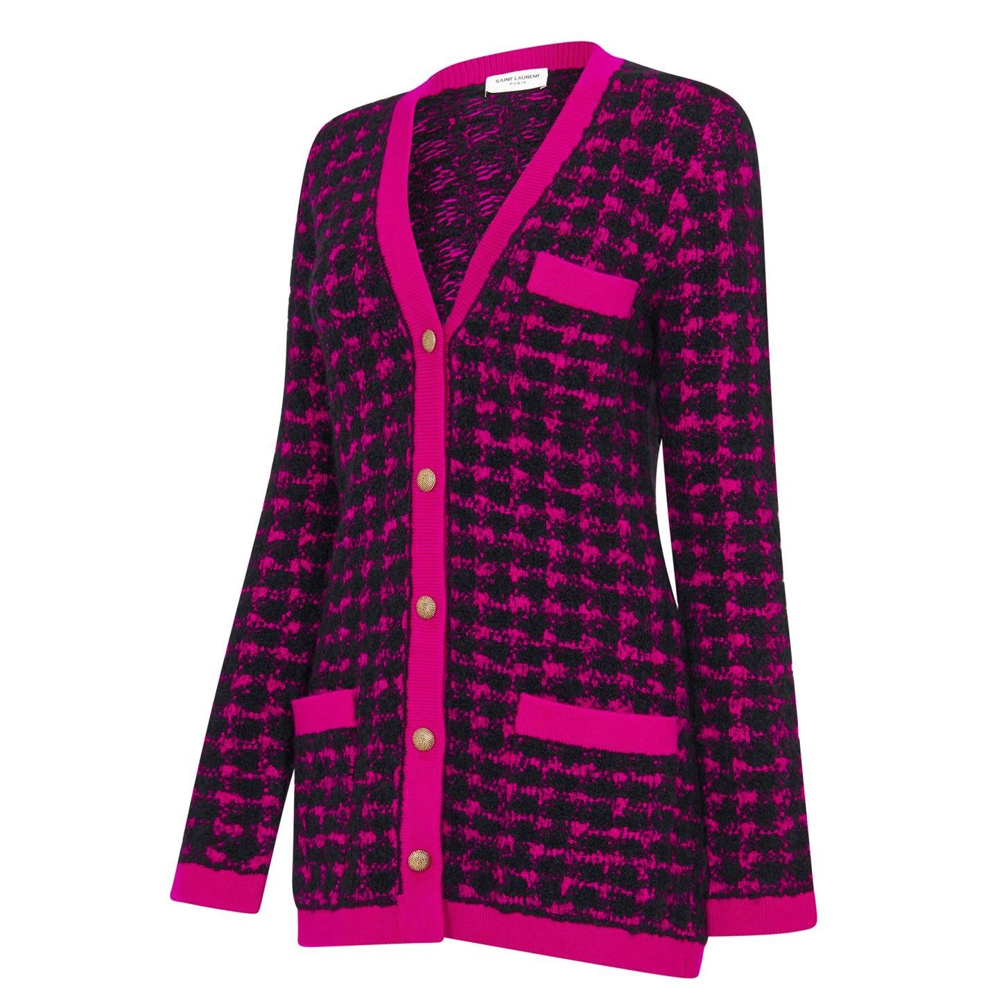 Saint Laurent Paris Saint Laurent Cardigan Purple Women's Size M Jacquard Size M / US 6-8 / IT 42-44 - 8 Thumbnail