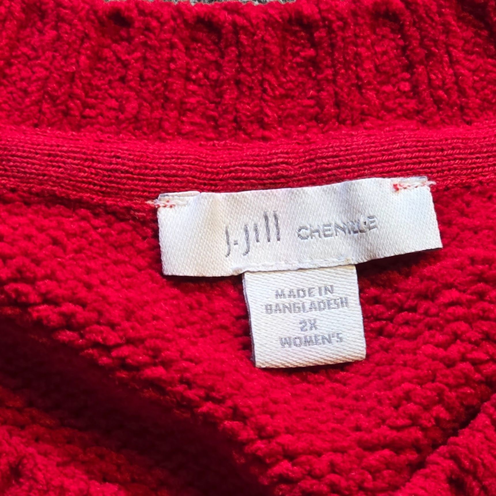 J. Jill J Jill Sweater Womens 2X Red Chenille Cable Knit Long Sleeve Pullover Casual Top Size XXL / US 16-18 / IT 52-54 - 4 Thumbnail