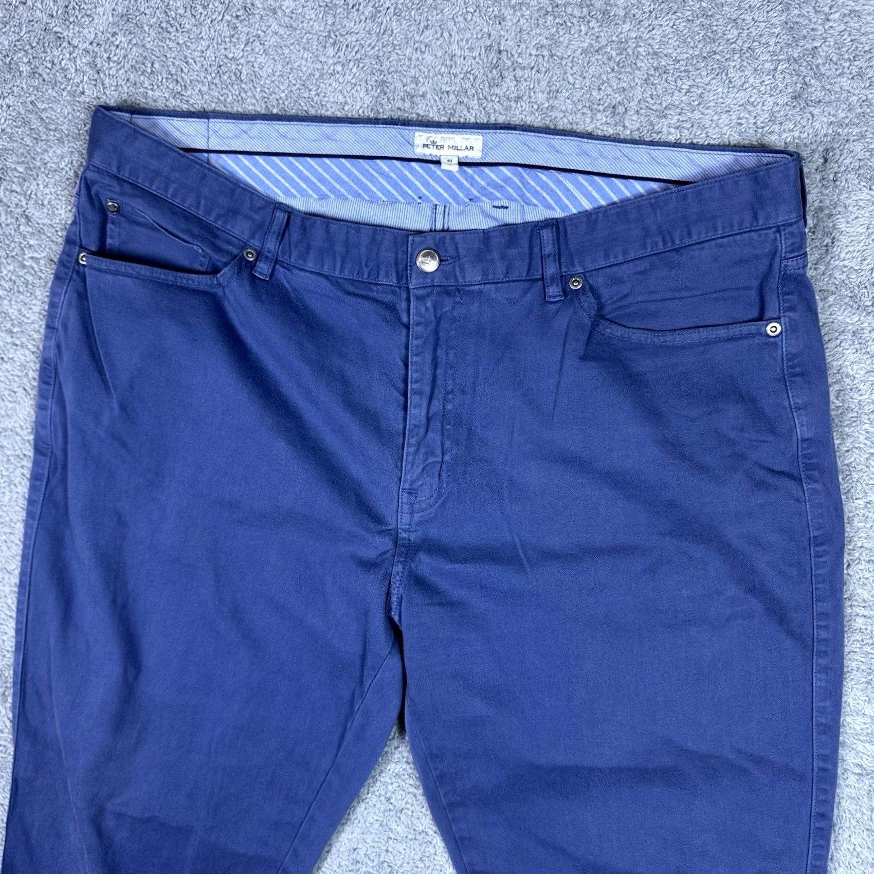Peter Millar Peter Millar Ultimate Sateen Pants Mens 40x30 5 Pocket Stretch Casual Chino Modern Classic Blue Solid Size US 40 / EU 56 - 3 Thumbnail