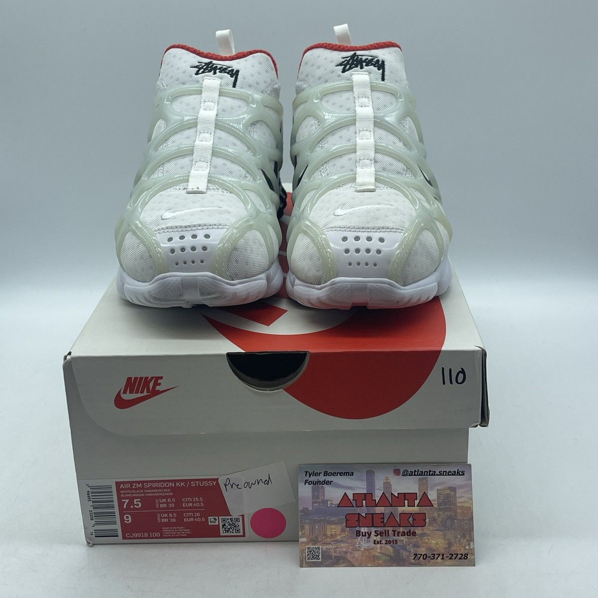 Nike Stussy x air zoom spiridon kukini white Size US 7 / EU 40 - 2 Thumbnail