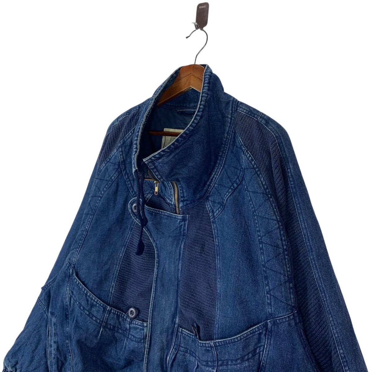 Issey Miyake × Vintage Vintage Berklyroad Denim Bomber Patch Work Jacket Size US L / EU 52-54 / 3 - 4 Thumbnail