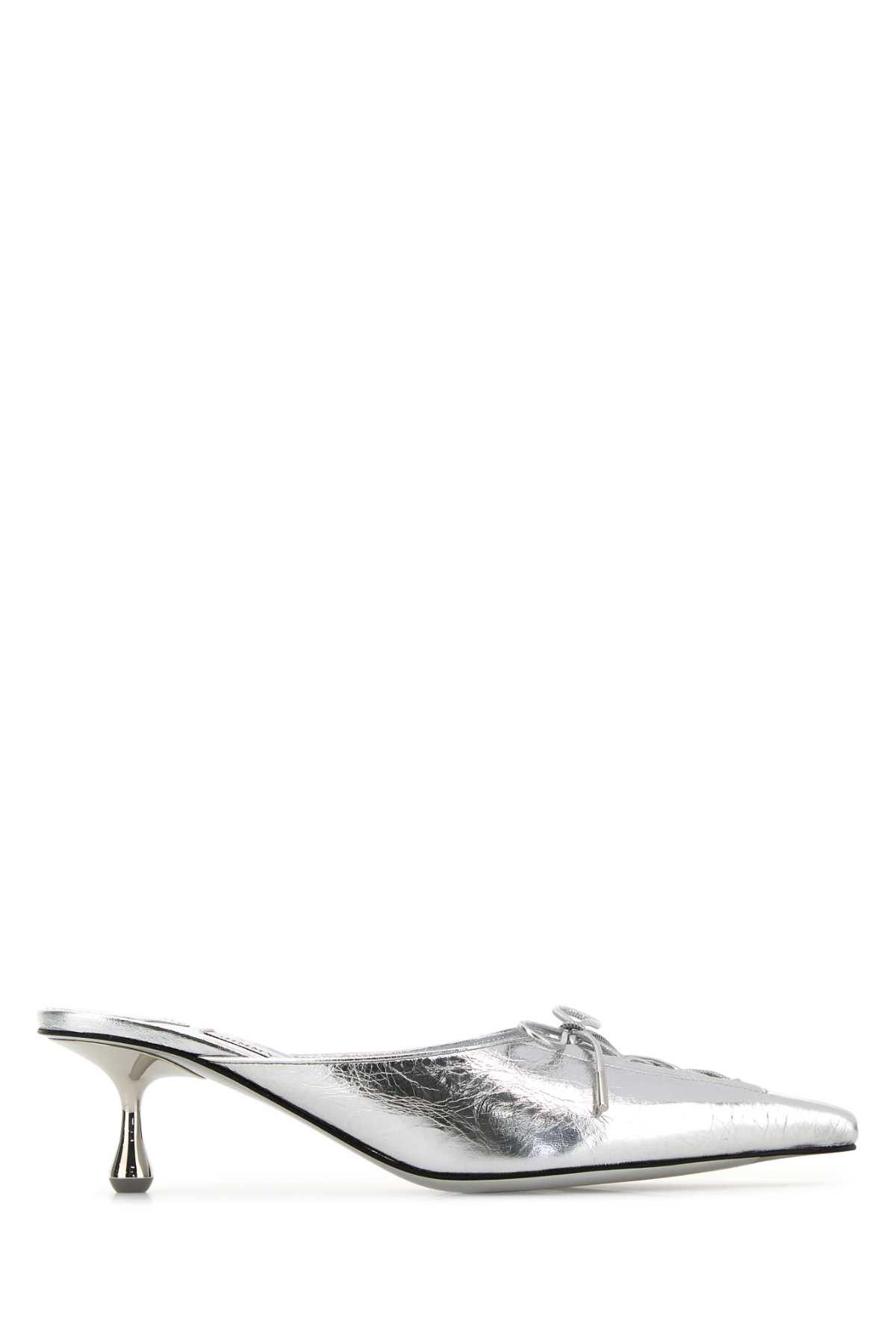 Jimmy Choo Silver Leather Scarlett Mules Size US 8 / IT 38 - 1 Thumbnail
