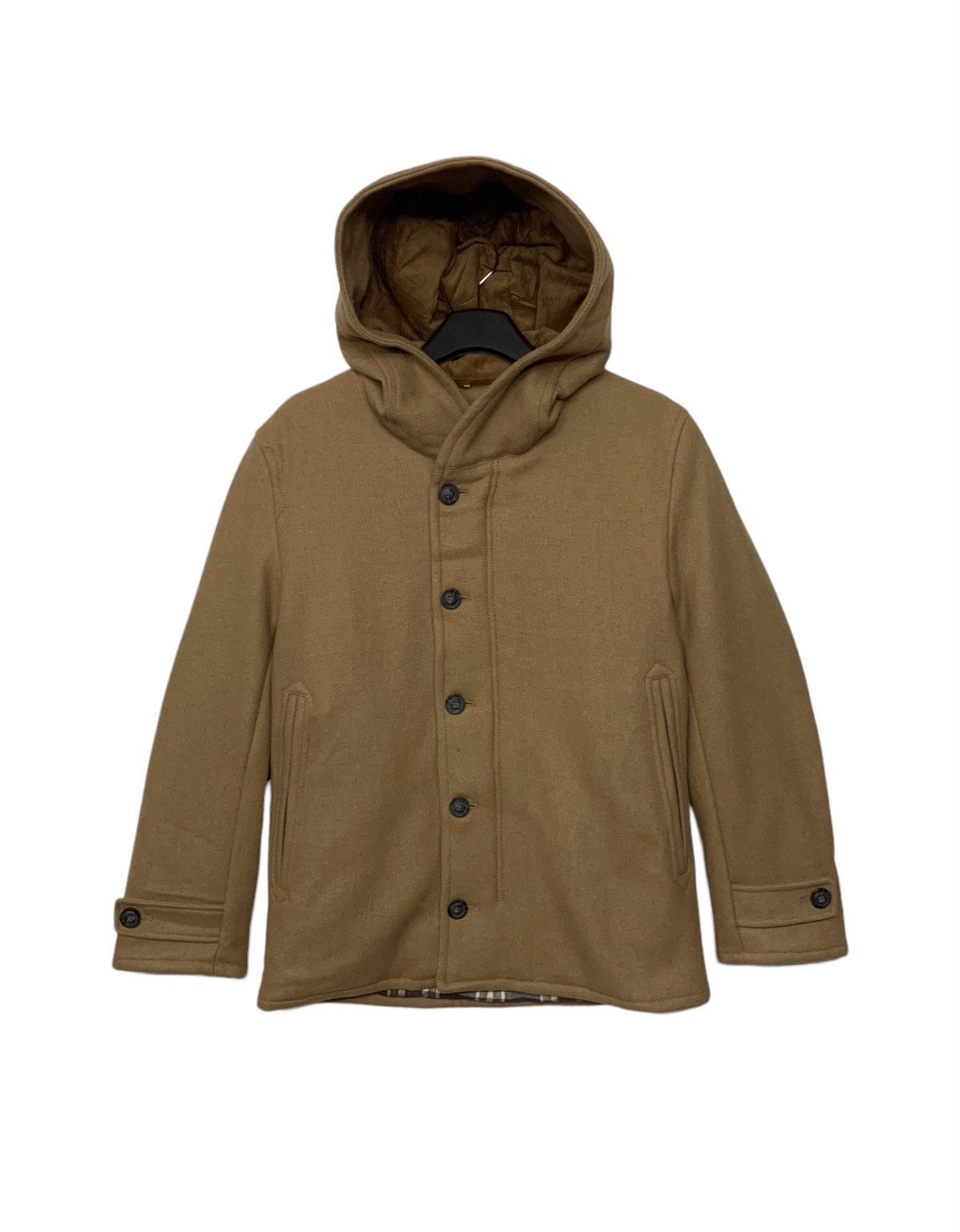 RARE JOHNBULL WOOL HOODIE ZIPPER DOWN JACKET