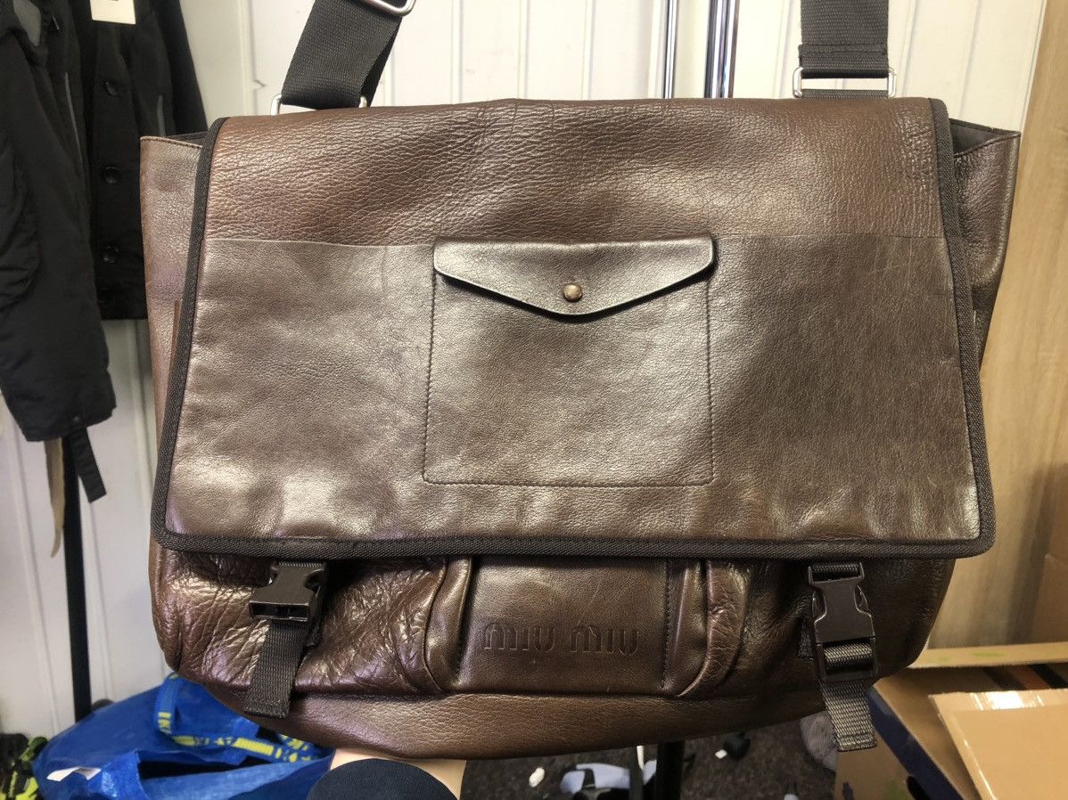 Miu Miu miu miu aw1999 brown leather messenger bag | Grailed