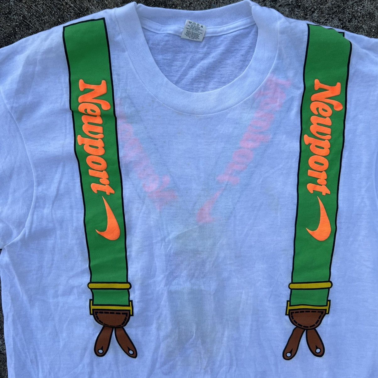 Vintage 90’s NewPort MGA overall print on 80s tag tee (DeadStock) Size US XL / EU 56 / 4 - 3 Thumbnail