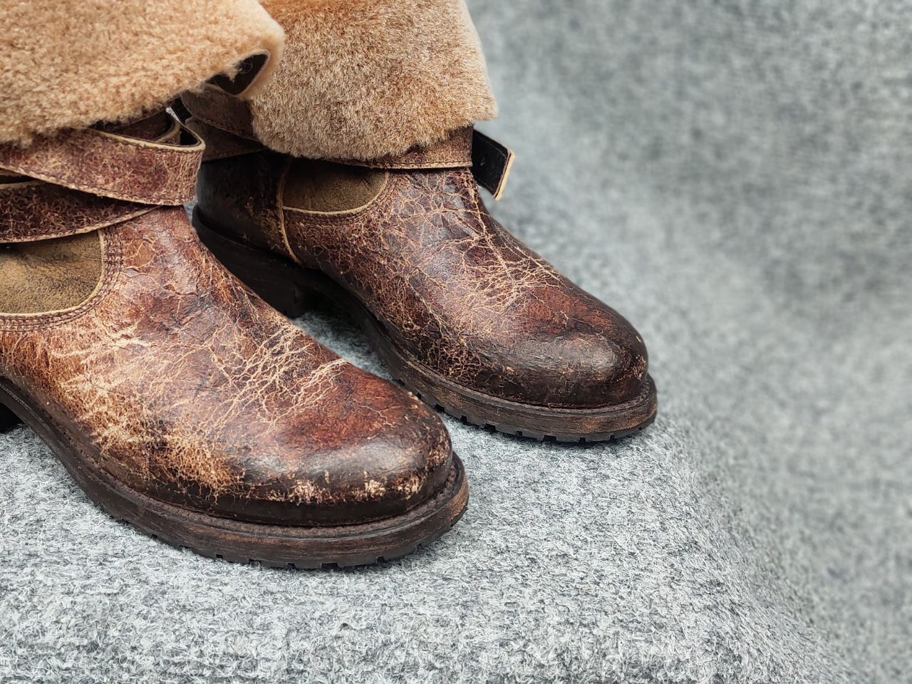 Sendra Sendra handmade design Ankle Brown Leather Womens fur boots Size US 7 / IT 37 - 7 Thumbnail