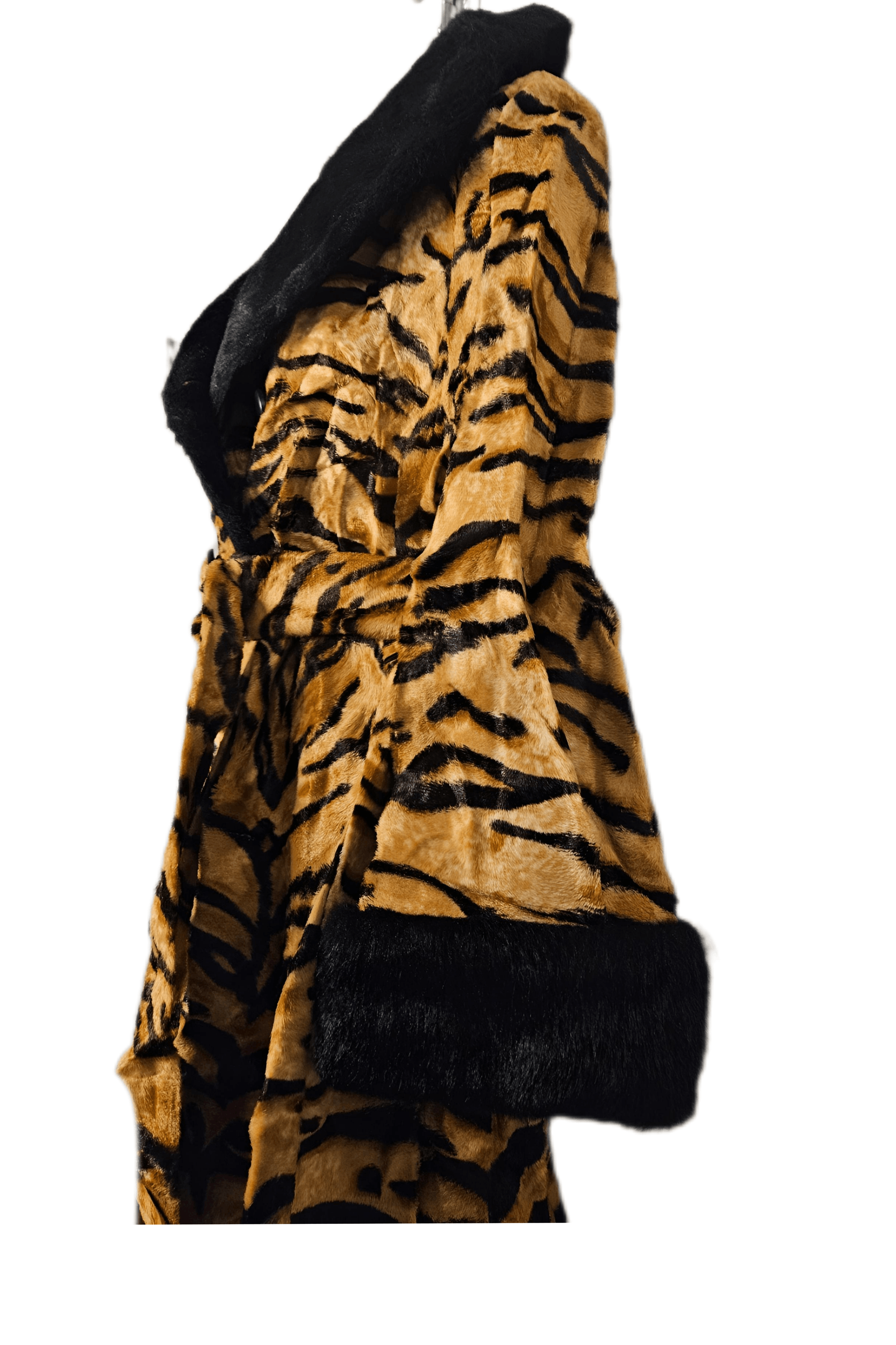 Vintage Vintage 1960s Zebra Faux Fur Coat with Mod Belt Women’s Size ONE SIZE - 2 Thumbnail