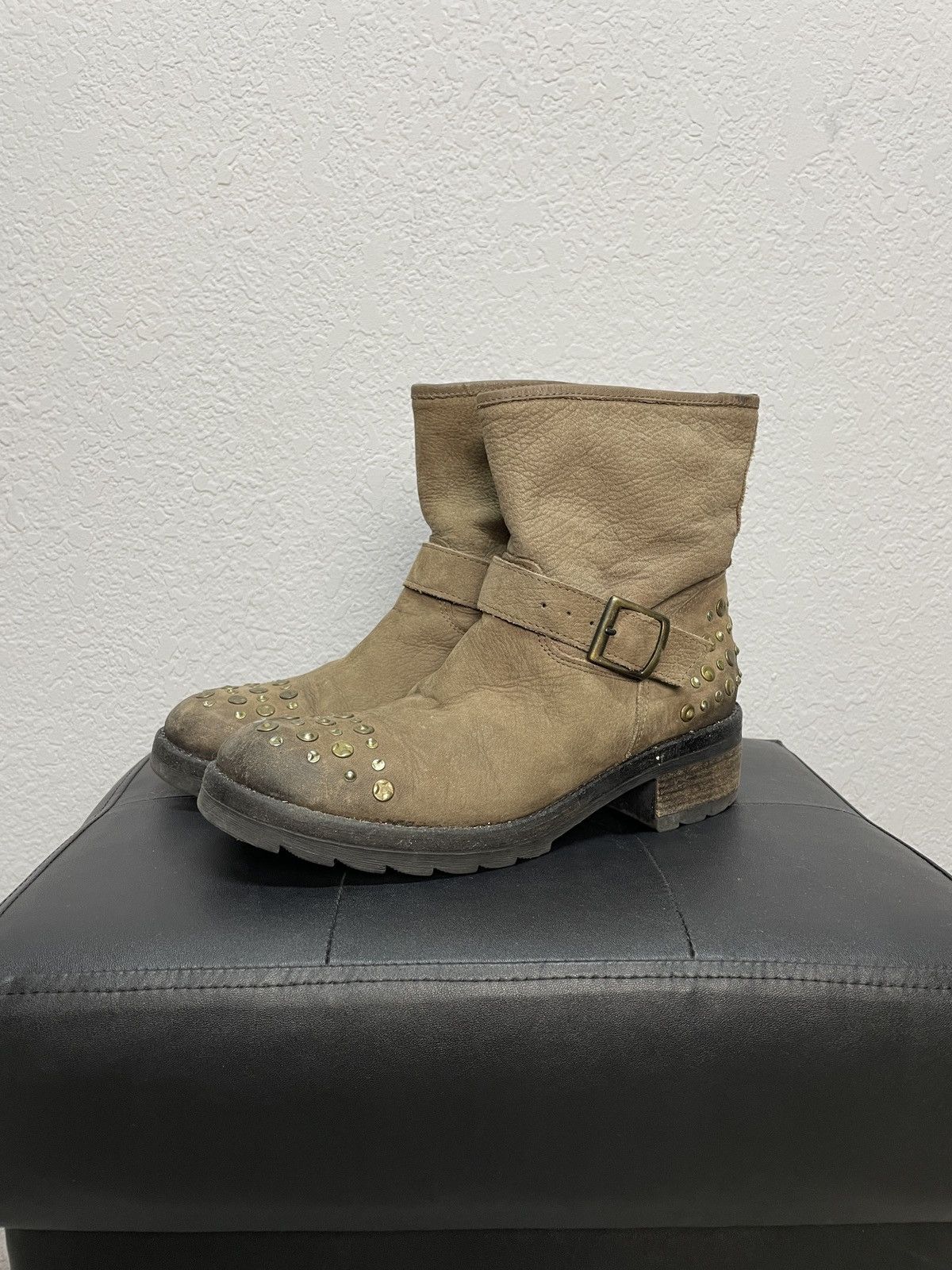 If Six Was Nine Vintage Italian AS 98 Heel Airstep Leather Biker Boots Size US 7 / EU 40 - 9 Thumbnail