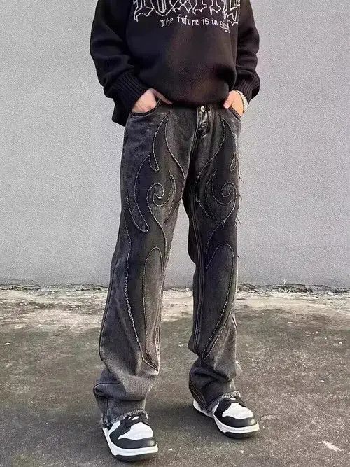 Other Vintage washed embroidered patchwork raw edge jeans Size US 32 / EU 48 - 4 Thumbnail