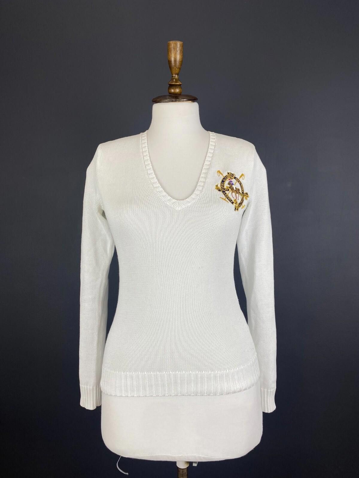 Polo Ralph Lauren Ralph Lauren Sport White Finest New York Knit Sweater Size S Size S / US 4 / IT 40 - 1 Thumbnail