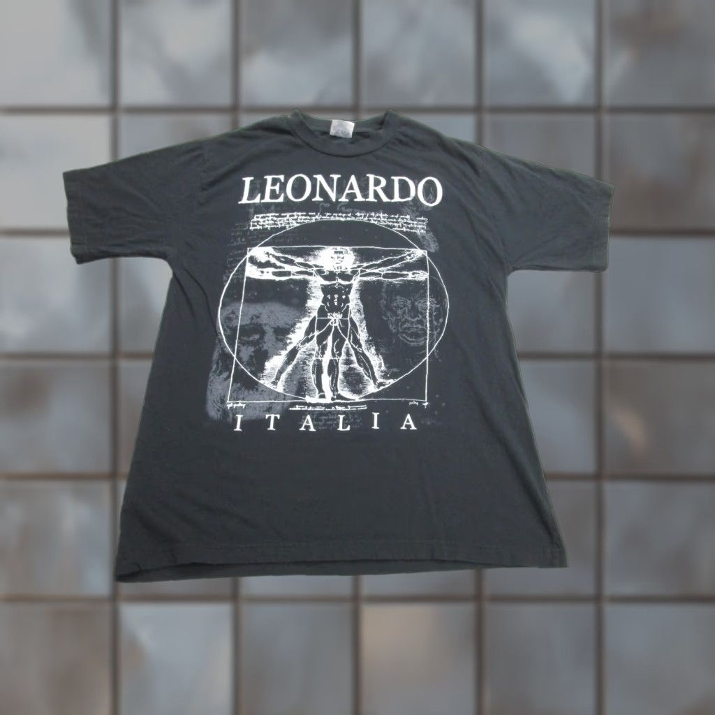 Vintage VINTAGE KOKSE Shirt Mens 2XL T-Shirt Black Crew Neck Graphic Front Vitruvian Man Italia Leonardo da Vinci Countries Art Size US XXL / EU 58 / 5 - 1 Thumbnail