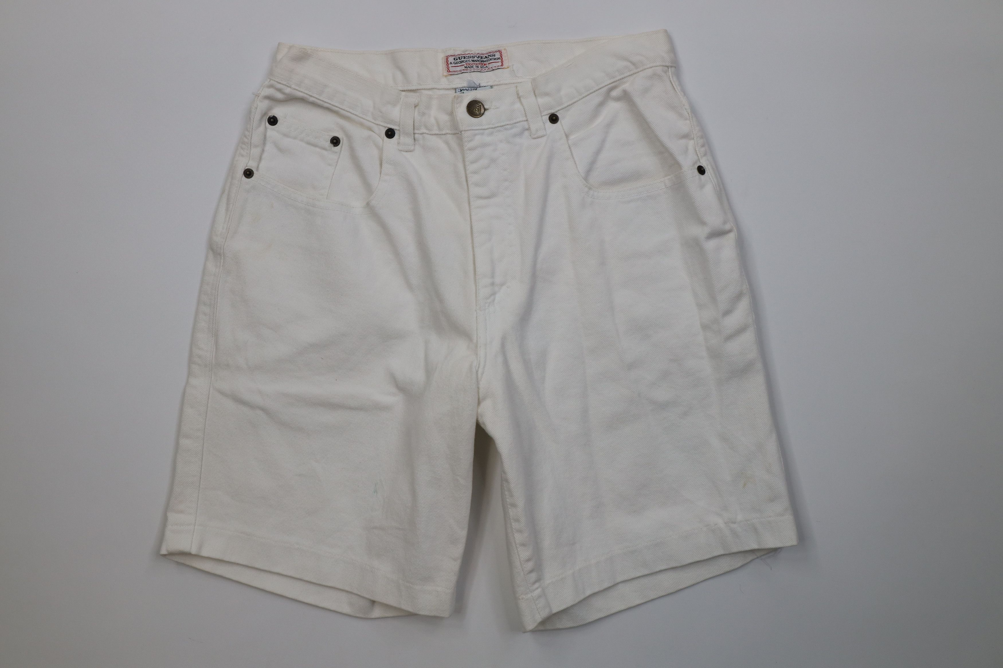 Guess Vintage 90s Guess Relaxed Fit Denim Jean Shorts White USA Size US 31 - 1 Thumbnail