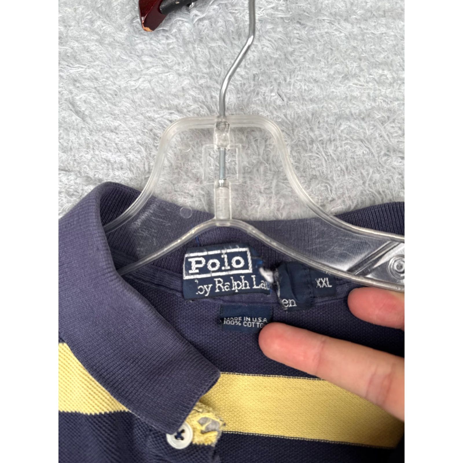 Ralph Lauren VINTAGE Polo Ralph Lauren Polo Shirt 2XL Blue Yellow Stripe Cotton Slim Fit Mens Size US XXL / EU 58 / 5 - 7 Thumbnail