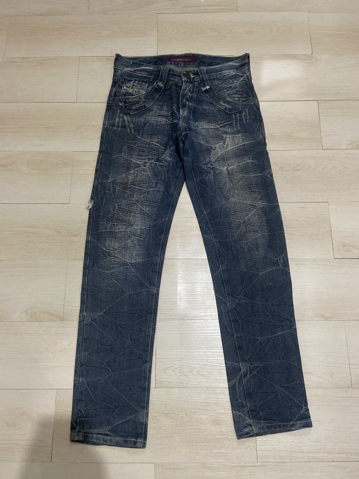 image of Vintage Oxygen Distressed Denim Pants in Dark Denim, Men's (Size 31)