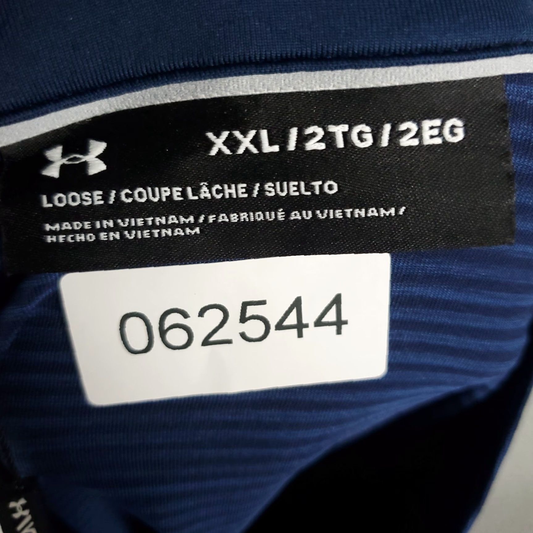 Under Armour T-Shirt Mens 2XL Blue Striped 1/4 Zip Active Pullover Long Sleeve