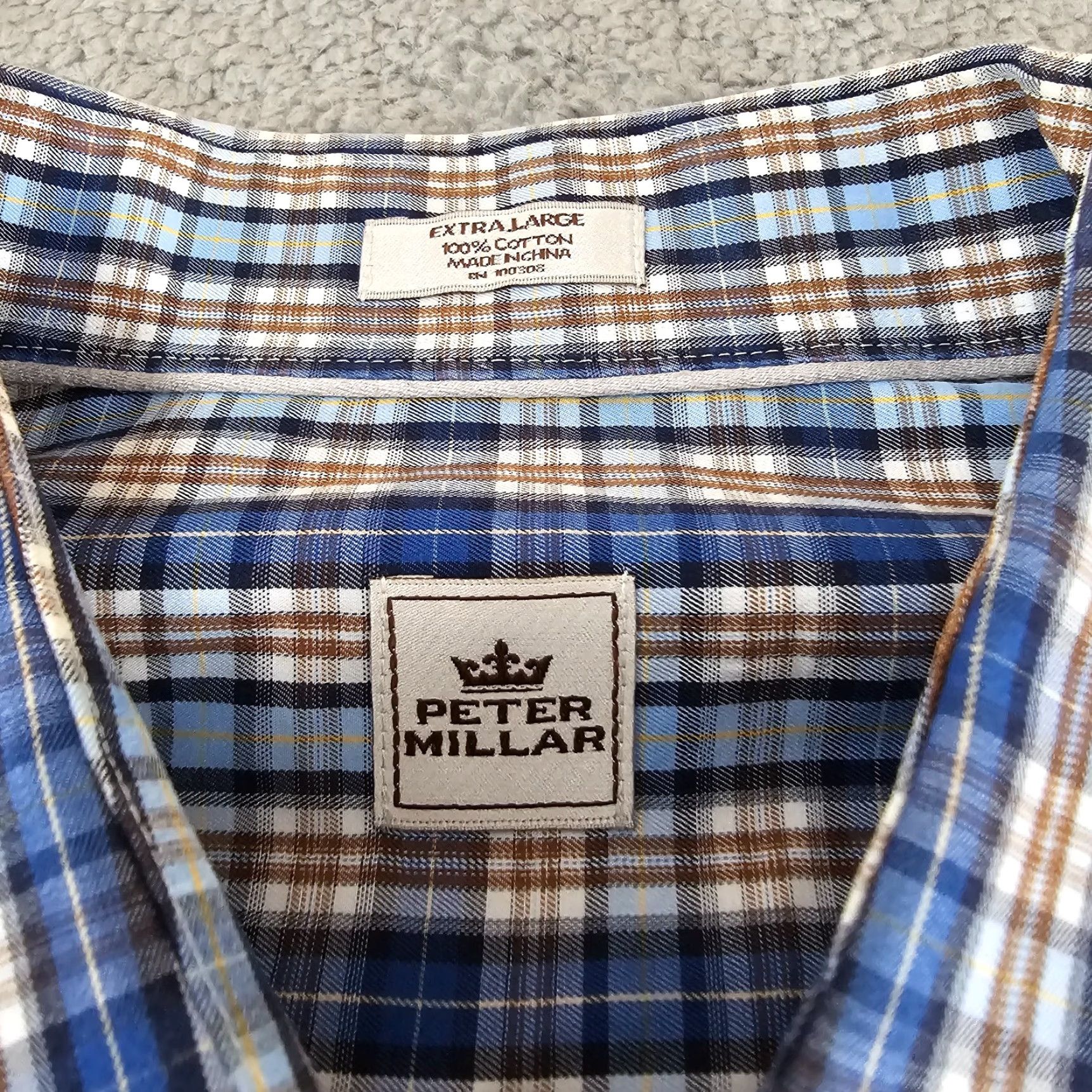 Peter Millar Peter Millar Shirt Mens Size XL Blue Brown Check Long Sleeve Button Up Size US XL / EU 56 / 4 - 3 Thumbnail