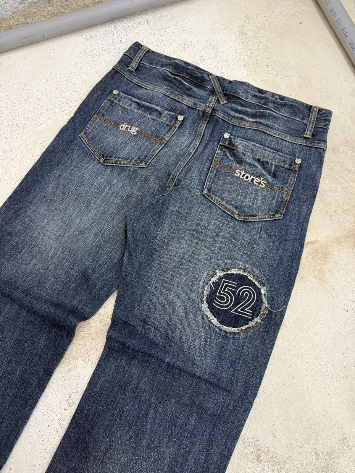DrunknMunky × Japanese Brand Y2K Drug Store Japan Patchwork Cut & Sew Denim Pants Size US 32 / EU 48 - 11 Thumbnail